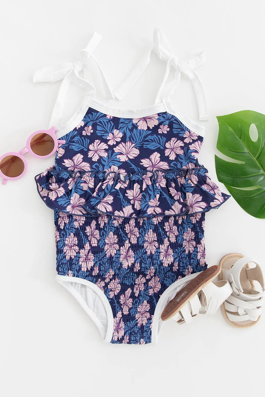 Twilight Blossoms One Piece Smocked Swimsuit For Girls Charlie Lou Baby Everetts Place: Online Boutique