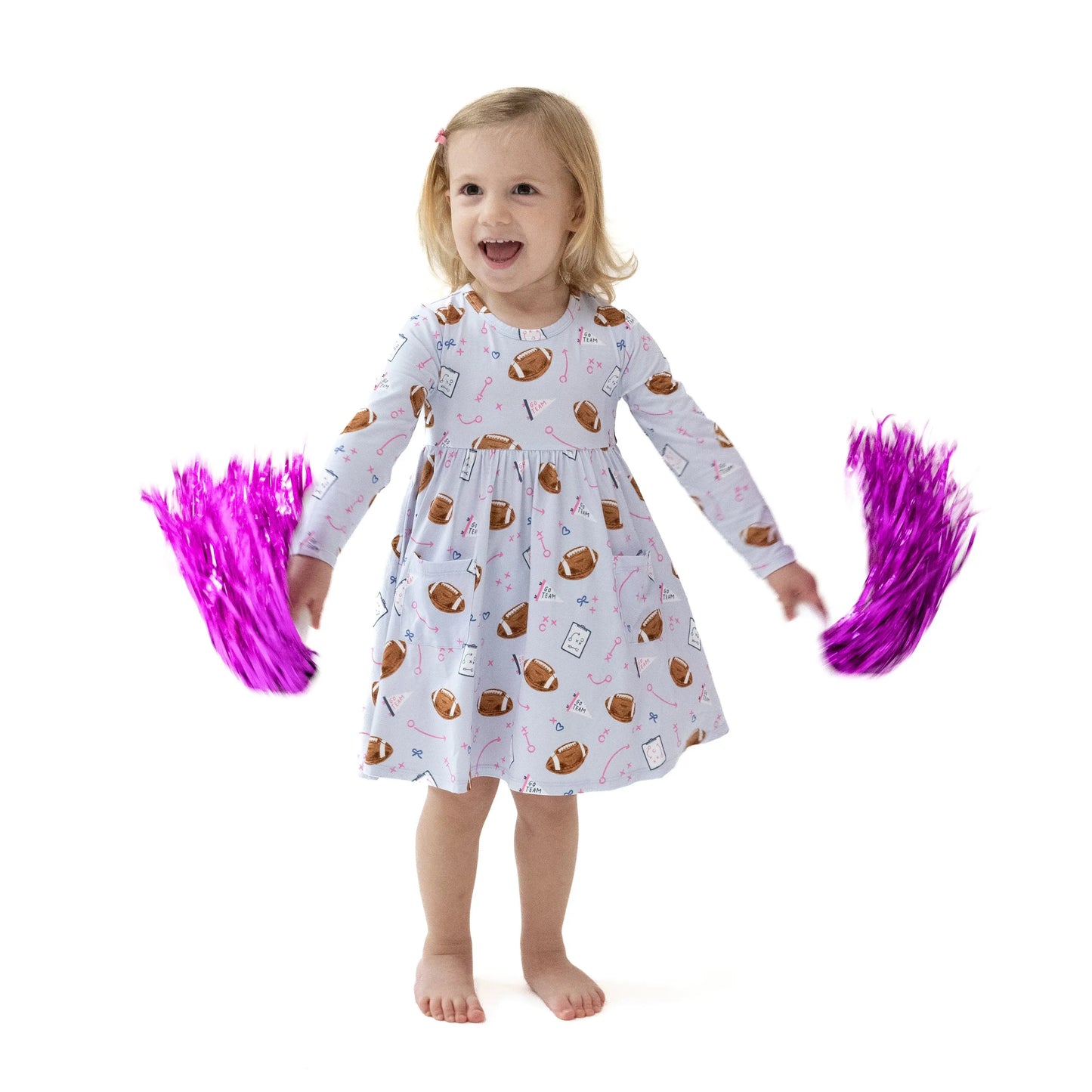 Twirly Long Sleeve Dress for Girls Soft Bamboo Viscose Cozy Playdate Outfit Angel Dear Everetts Place: Online Boutique