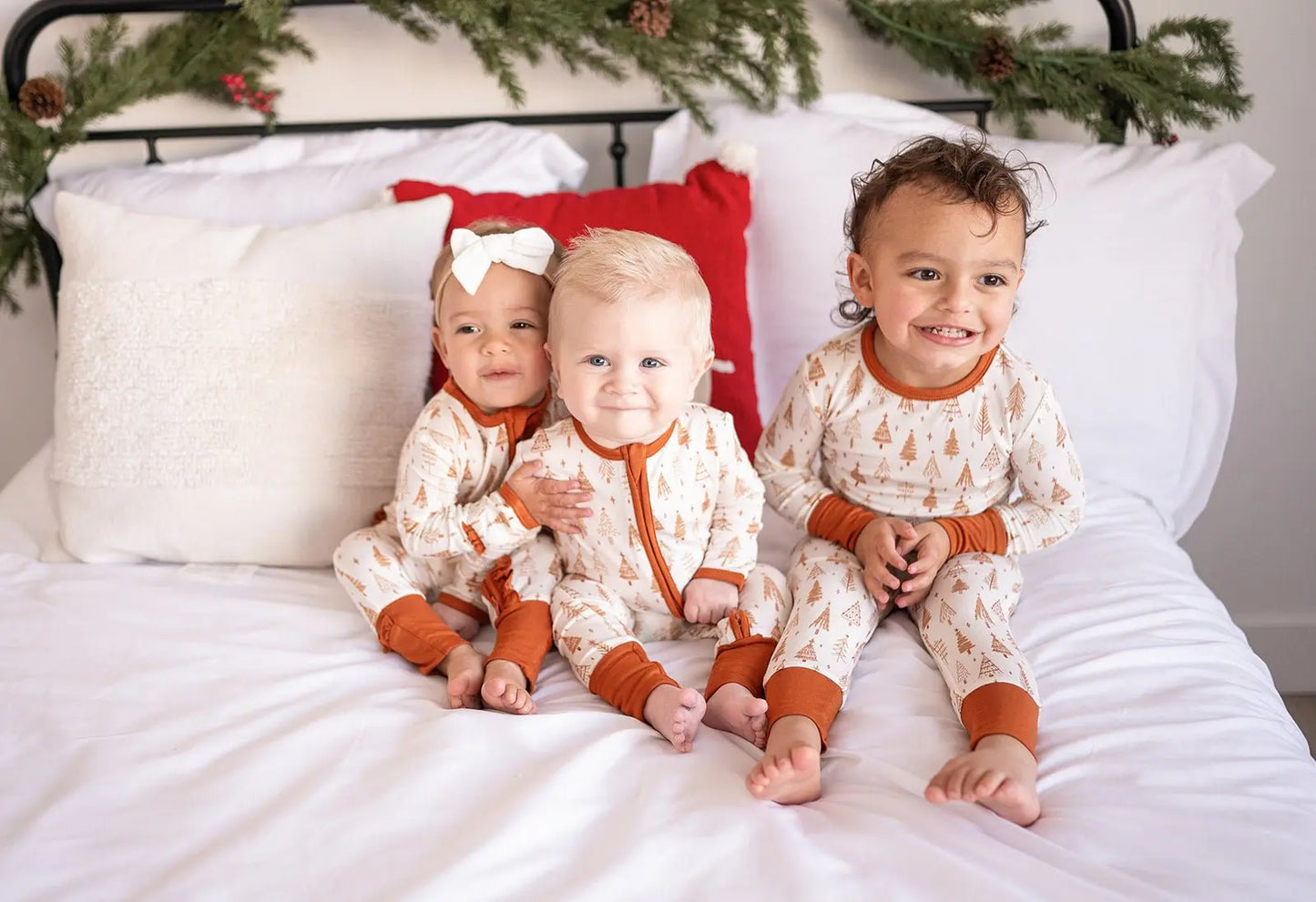 Two-Piece Pajama Set - Pine Christmas Trees Harp Angel Boutique
