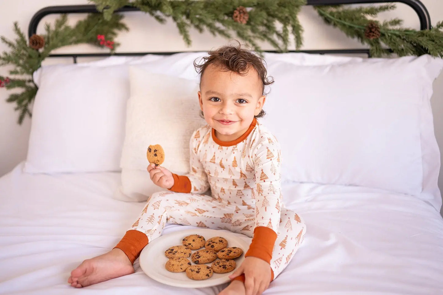 Two-Piece Pajama Set - Pine Christmas Trees Harp Angel Boutique