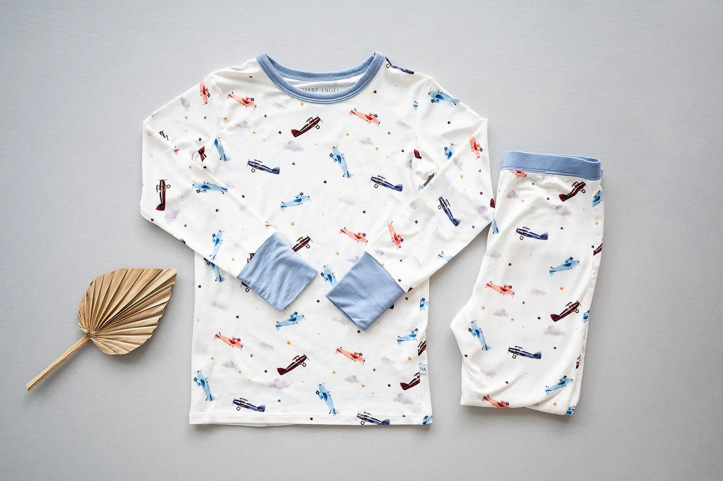 Two-Piece Pajama Set - Vintage Airplane Harp Angel Boutique