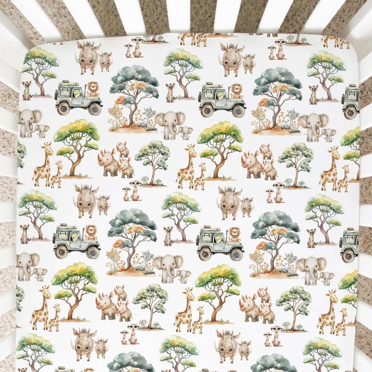 Honey Lemonade Soft Fitted Crib Sheet with Safari Adventure Design for Baby Nursery - Home & Garden > Linens & Bedding > Bedding > Bed Sheets