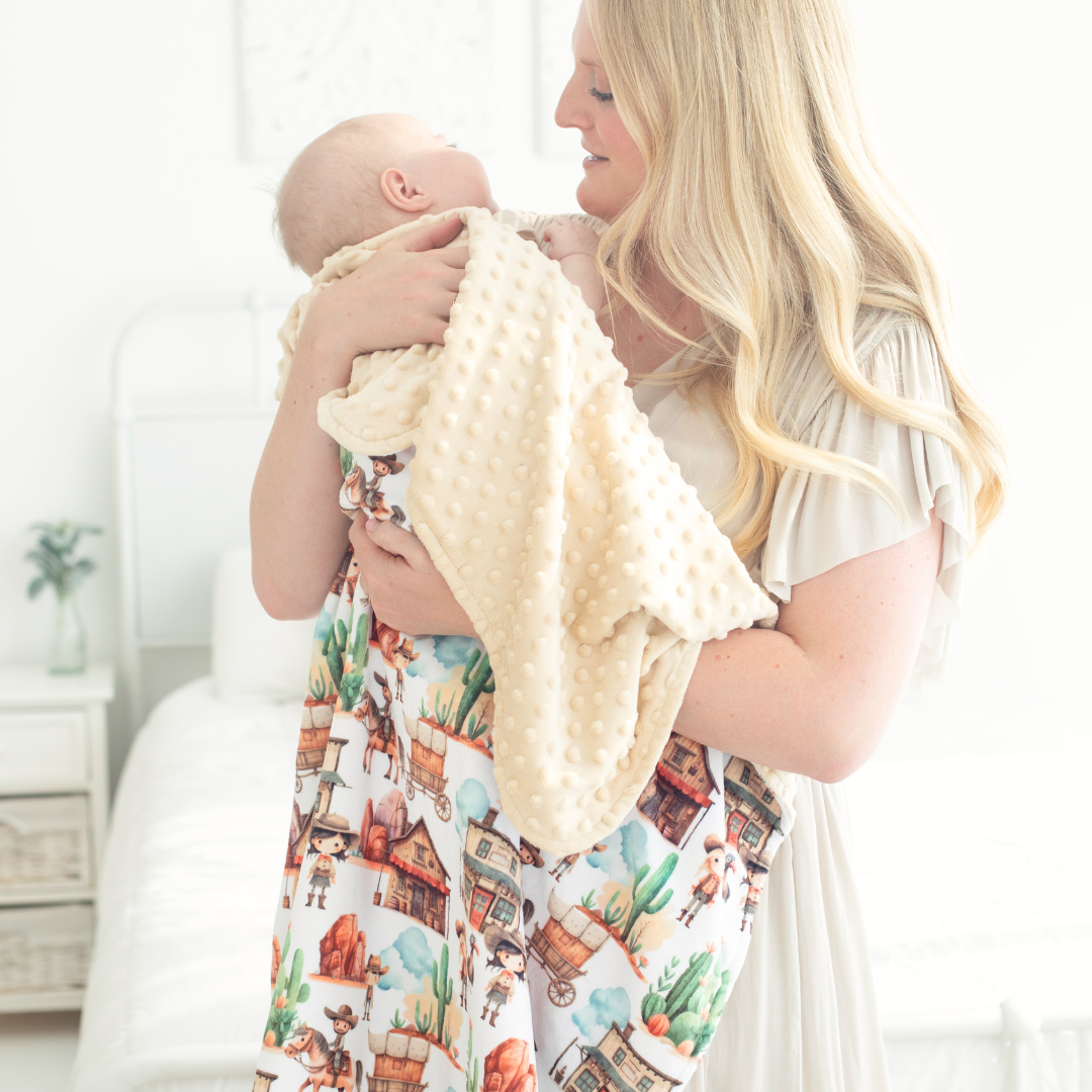 Baby And Toddler Minky Blanket West Adventure Soft Western Pattern Honey Lemonade