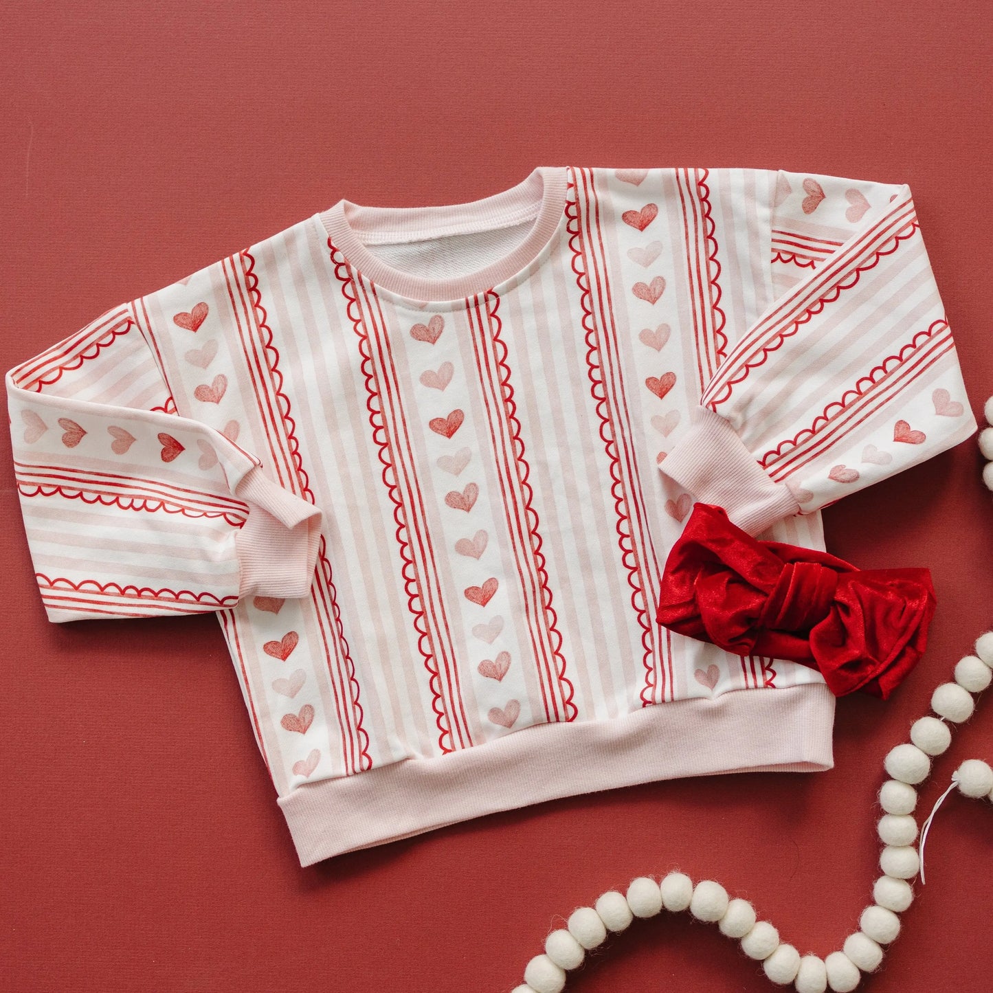 Valentines Wallpaper Crewneck Sweatshirt Cozy Holiday Style Little Joy Co. Everetts Place: Online Boutique