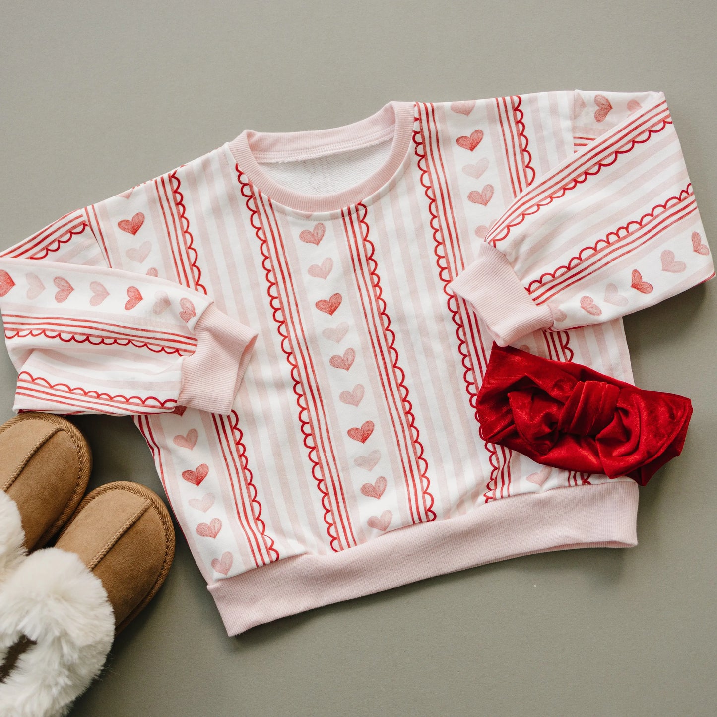 Valentines Wallpaper Crewneck Sweatshirt Cozy Holiday Style Little Joy Co. Everetts Place: Online Boutique