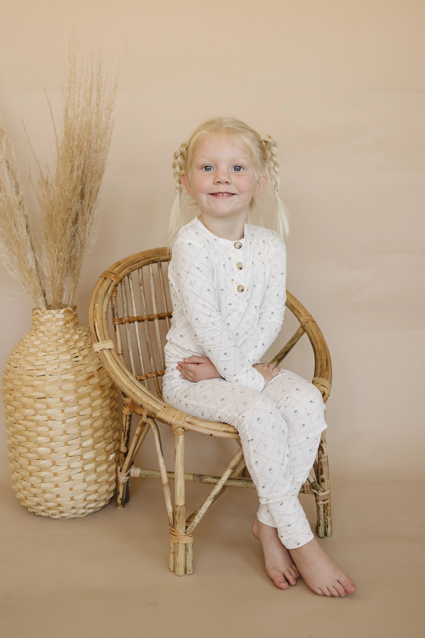 Vintage Blooms 2pc Bamboo Henley Pajamas For Kids Cozy Little Joy Co. Everetts Place: Online Boutique