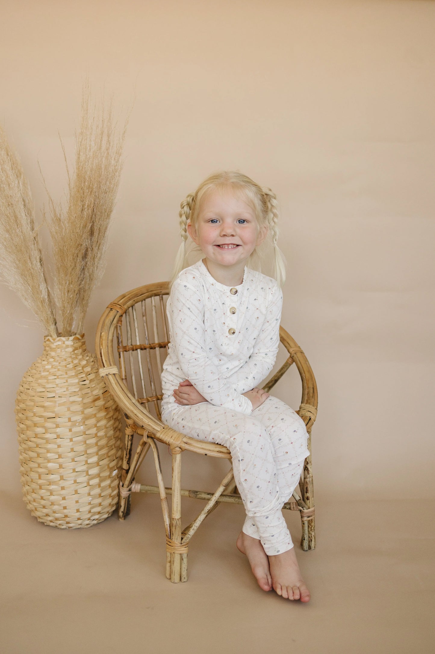 Vintage Blooms 2pc Bamboo Henley Pajamas For Kids Cozy Little Joy Co. Everetts Place: Online Boutique