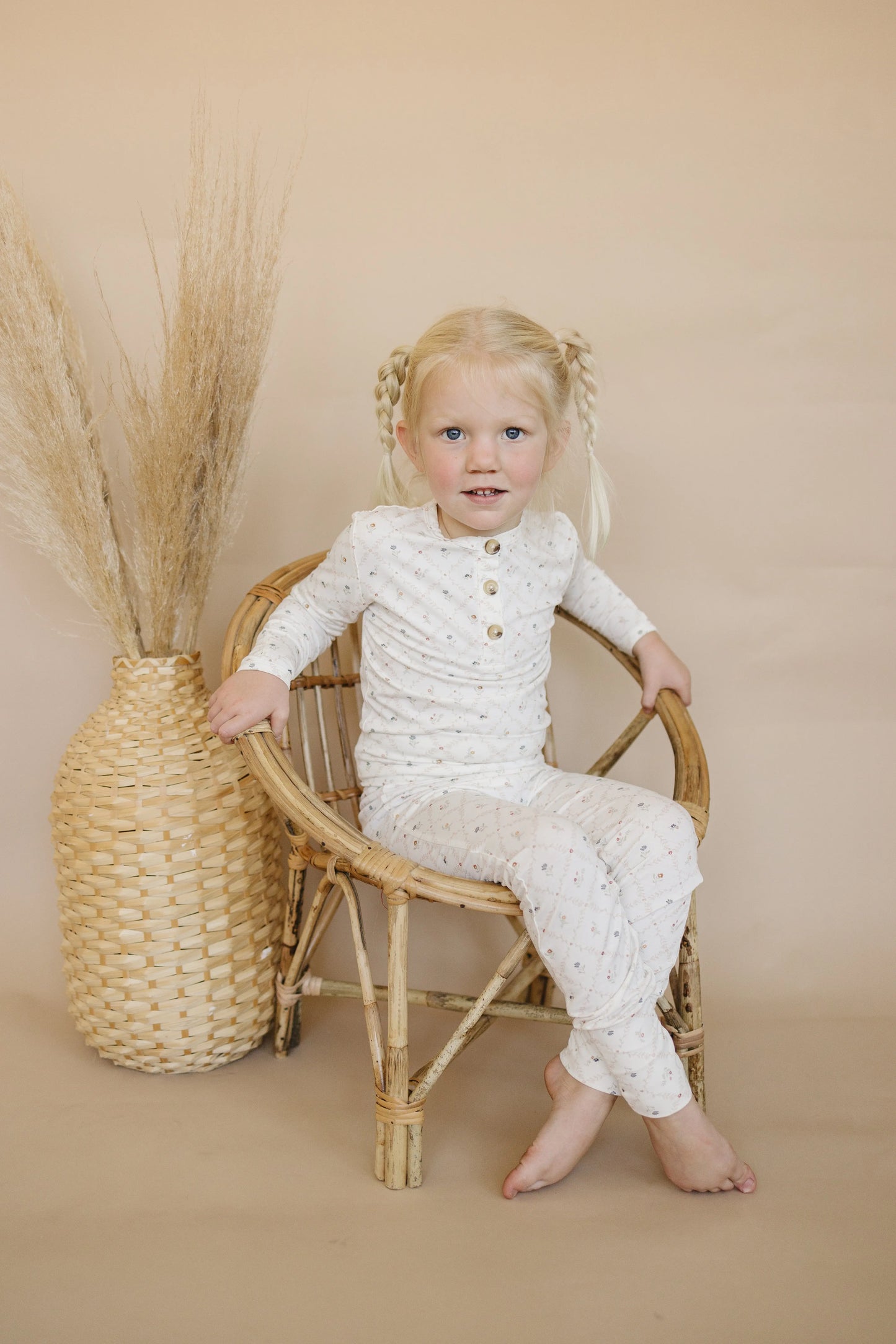 Vintage Blooms 2pc Bamboo Henley Pajamas For Kids Cozy Little Joy Co. Everetts Place: Online Boutique