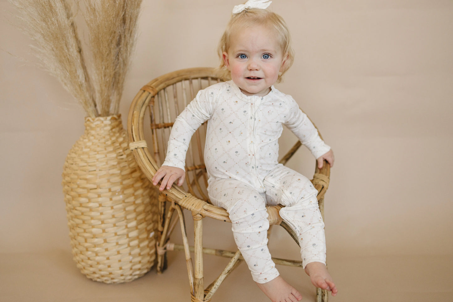 Vintage Blooms Bamboo Zippy Romper for Babies Sleepwear Little Joy Co. Everetts Place: Online Boutique
