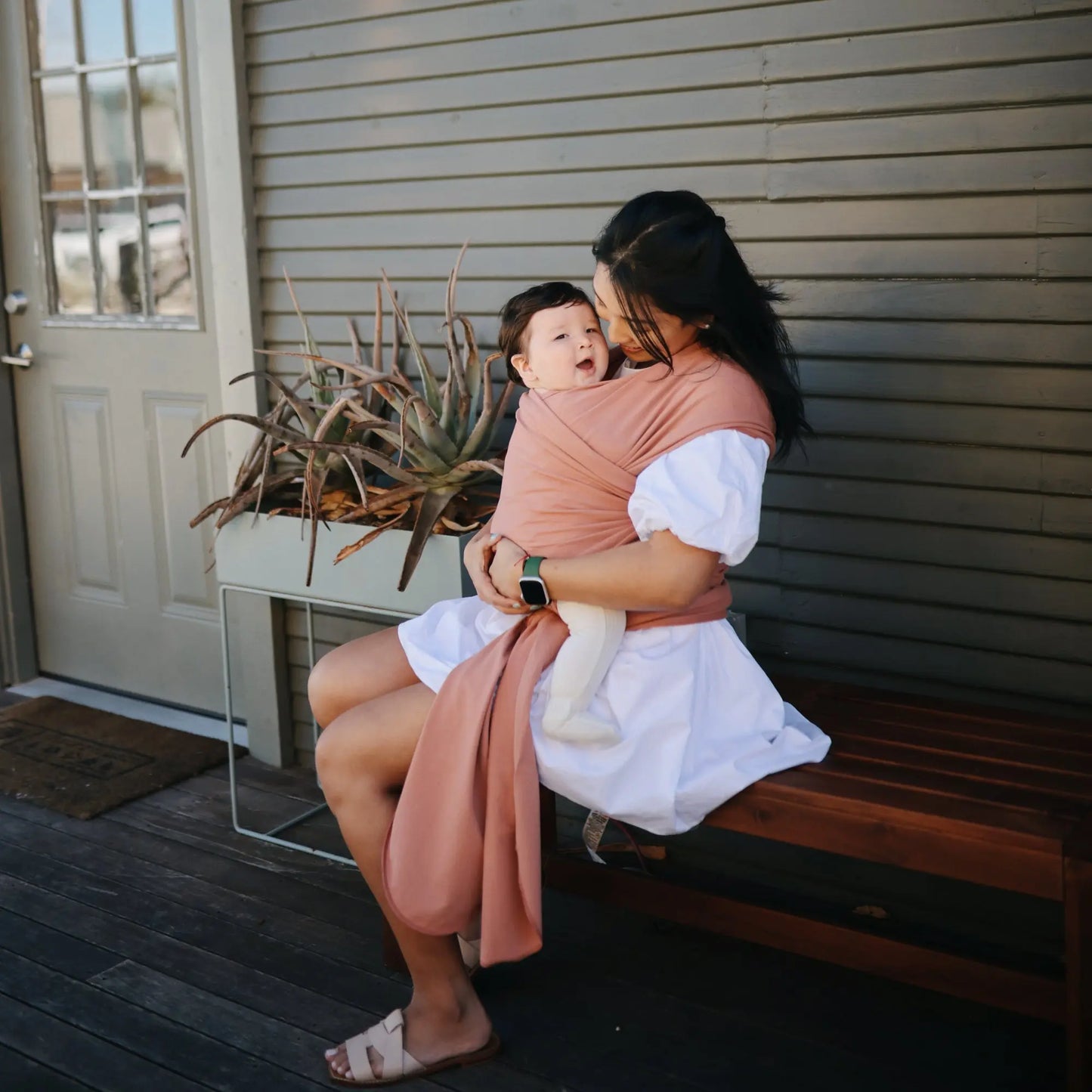 Organic Cotton Baby Wrap for Bonding and Comfort with Built-In Pocket Mushie