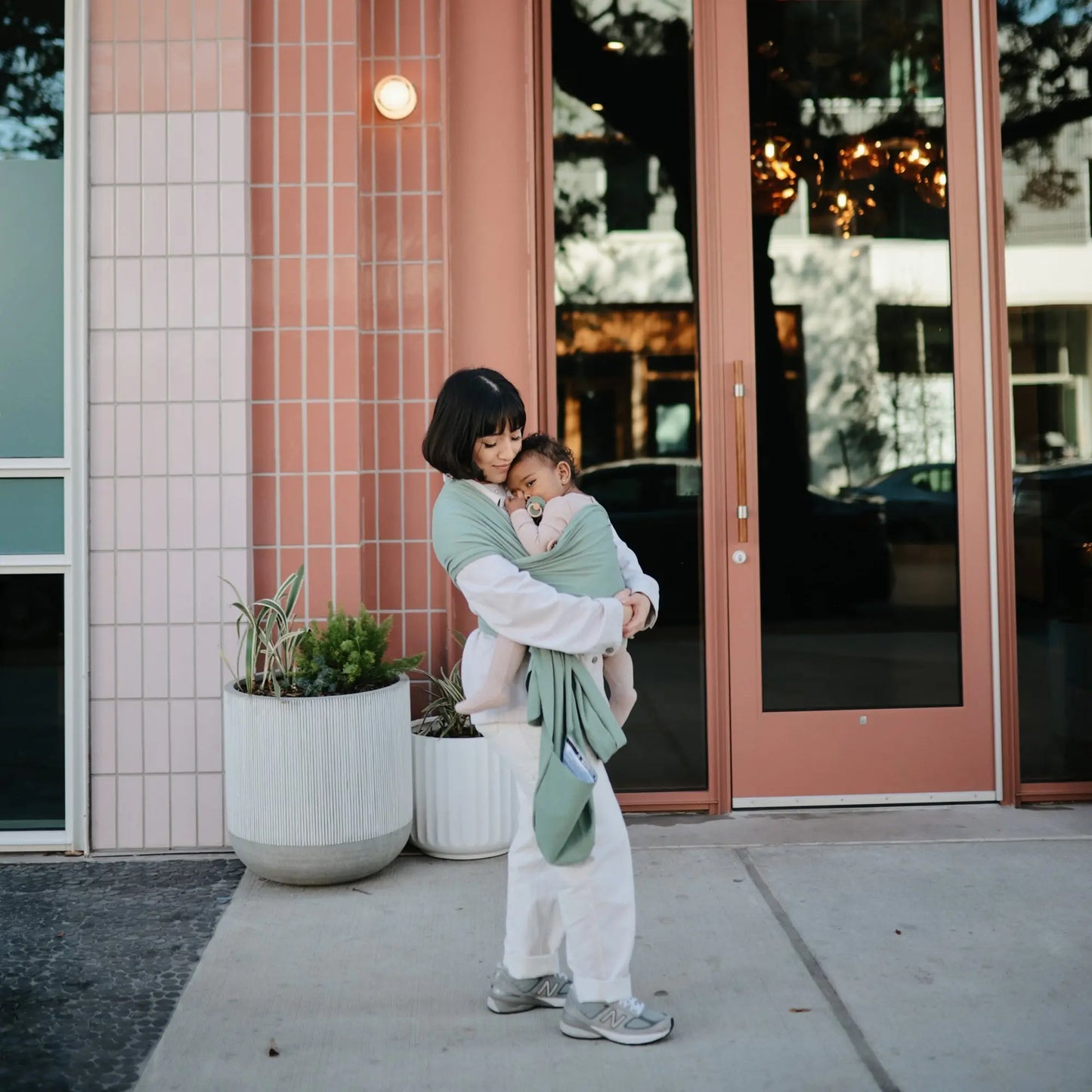 Organic Cotton Baby Wrap for Bonding and Comfort with Built-In Pocket Mushie