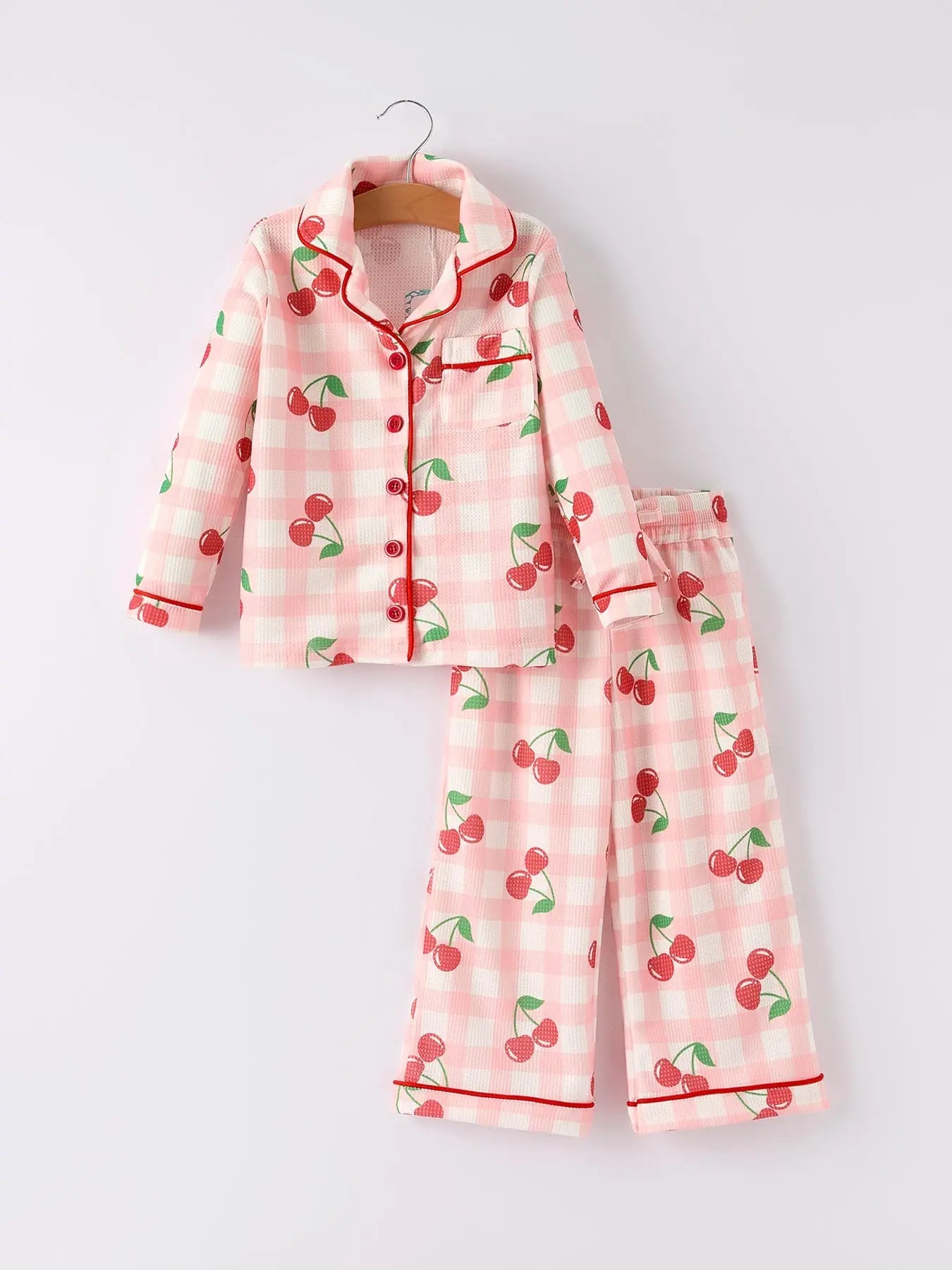Waffle Cherry Girls Long Sleeve Set Cozy Fashion for Kids Rylee Faith Designs Everetts Place: Online Boutique