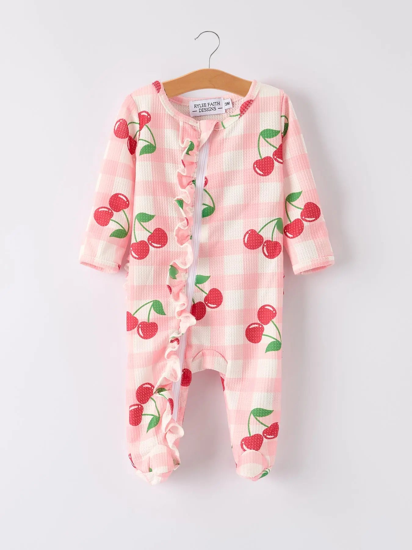 Waffle Cherry Plaid Girls Romper Rylee Faith Designs Everetts Place: Online Boutique