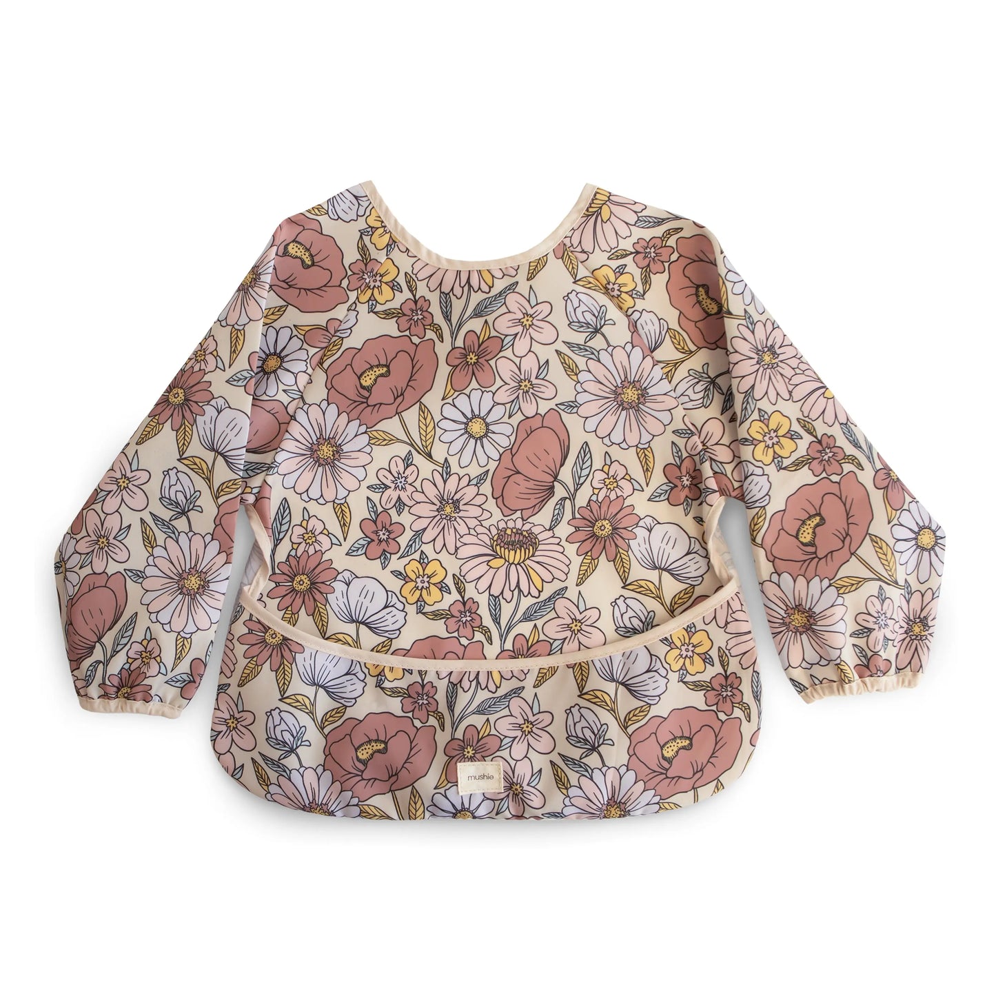 Water Resistant Long Sleeve Bib for Kids with Wide Pocket and Velcro Closure Mushie Everetts Place: Online Boutique 14.99