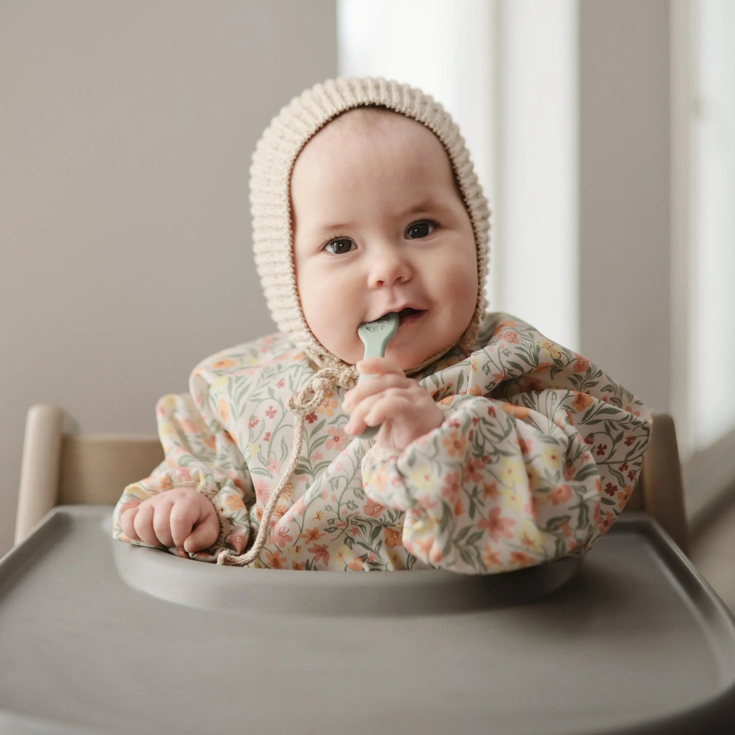 Water Resistant Long Sleeve Bib for Kids with Wide Pocket and Velcro Closure Mushie Everetts Place: Online Boutique
