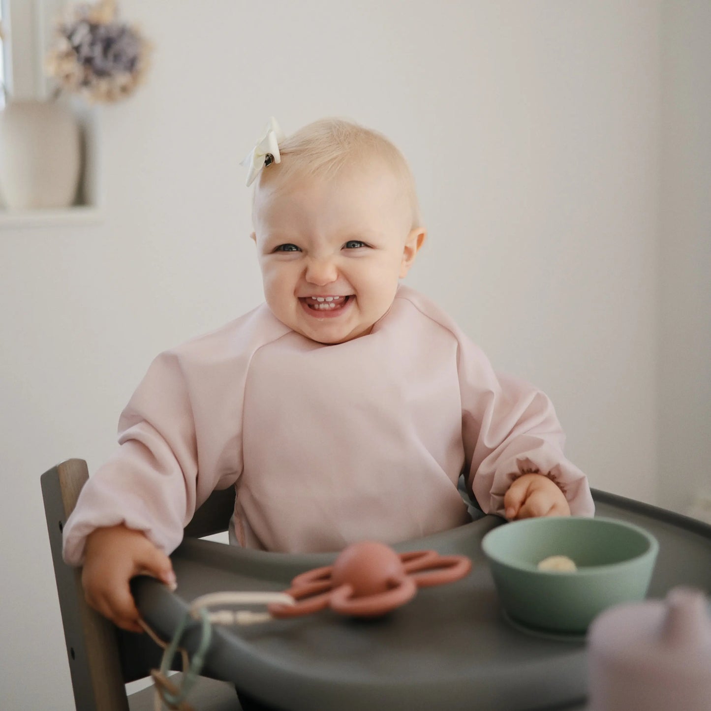 Water Resistant Long Sleeve Bib for Kids with Wide Pocket and Velcro Closure Mushie Everetts Place: Online Boutique