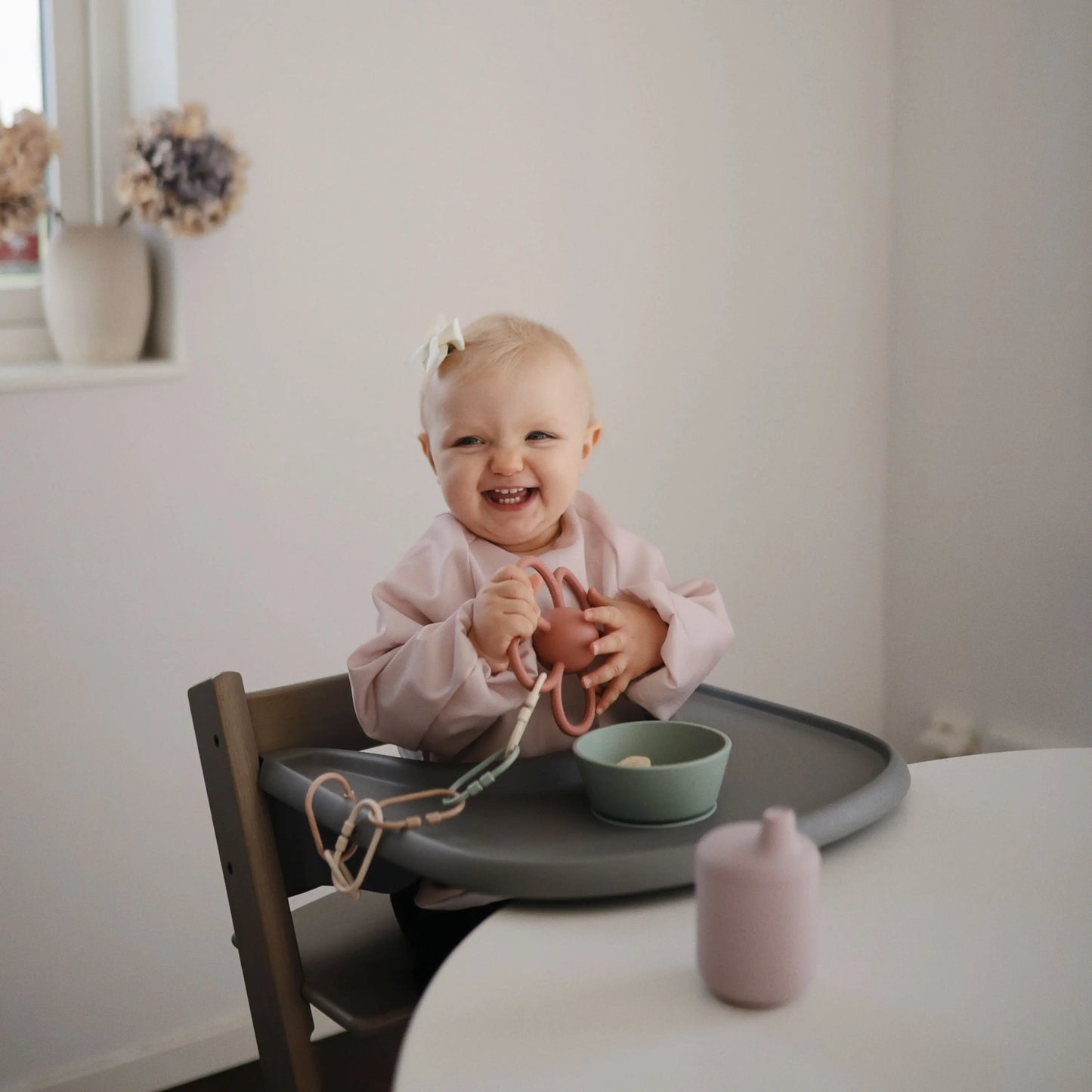 Water Resistant Long Sleeve Bib for Kids with Wide Pocket and Velcro Closure Mushie Everetts Place: Online Boutique