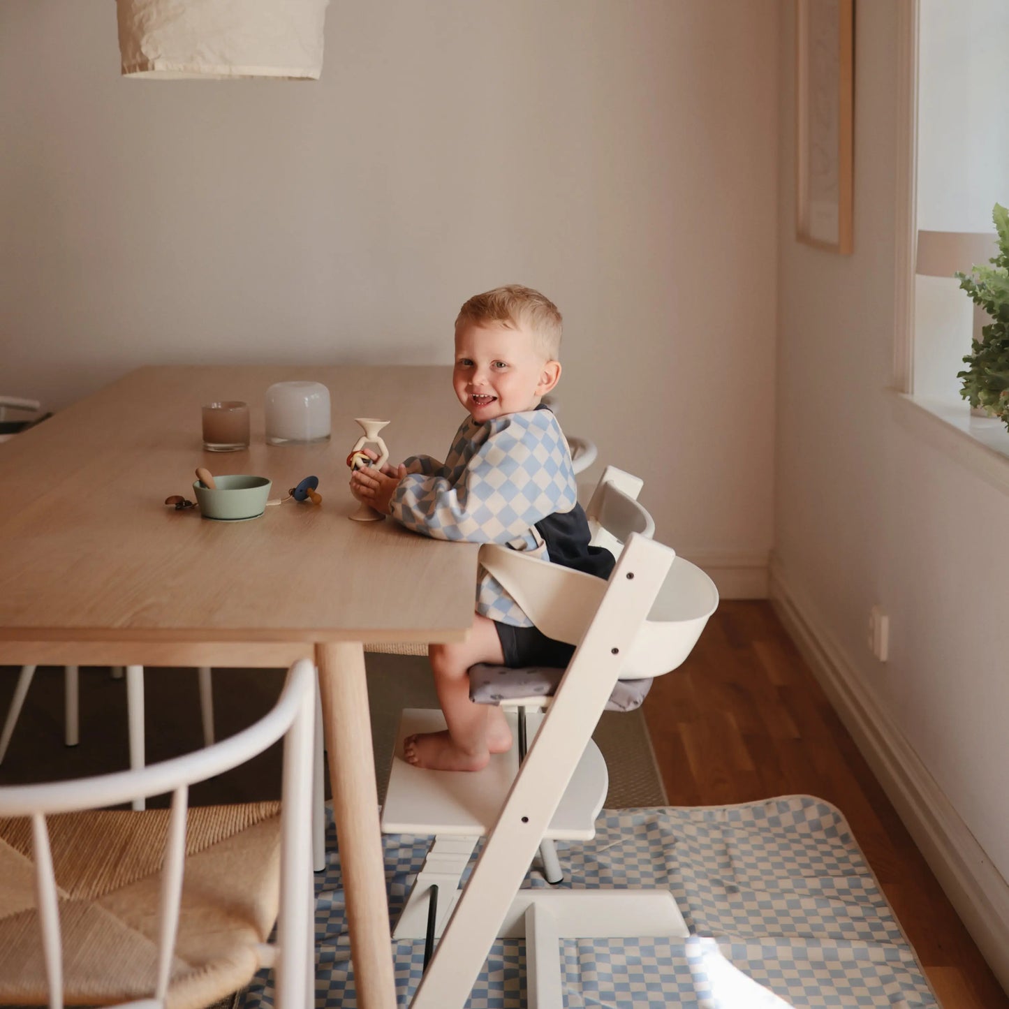 Water Resistant Long Sleeve Bib for Kids with Wide Pocket and Velcro Closure Mushie Everetts Place: Online Boutique