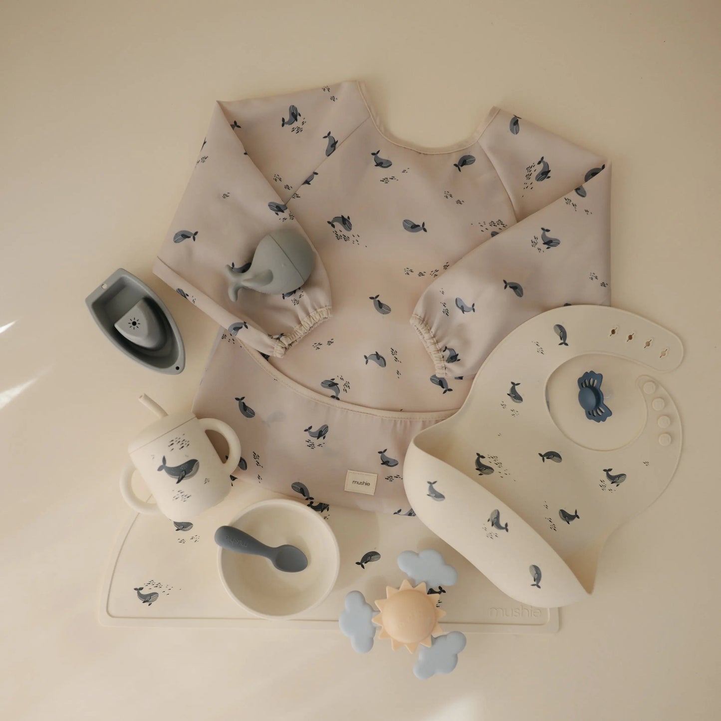 Water Resistant Long Sleeve Bib for Kids with Wide Pocket and Velcro Closure Mushie Everetts Place: Online Boutique