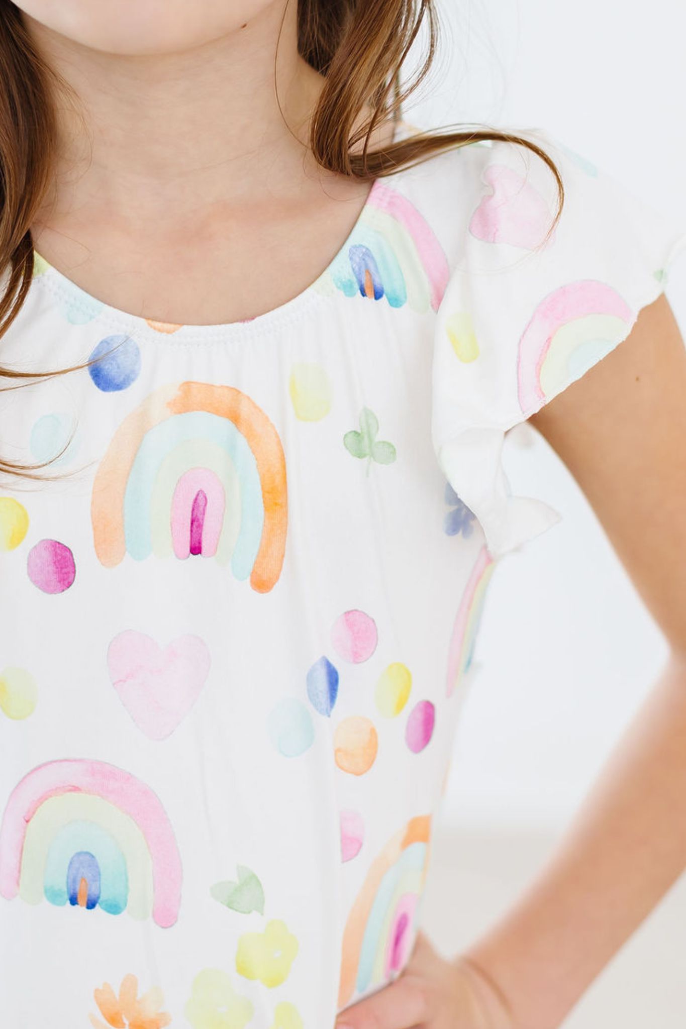 Mila & Rose ® Mila Rose Watercolor Rainbows Flutter Sleeve Leotard Girls - Apparel & Accessories > Clothing > Activewear > Dance Dresses, Skirts & Costumes Flutter Leotard S/S