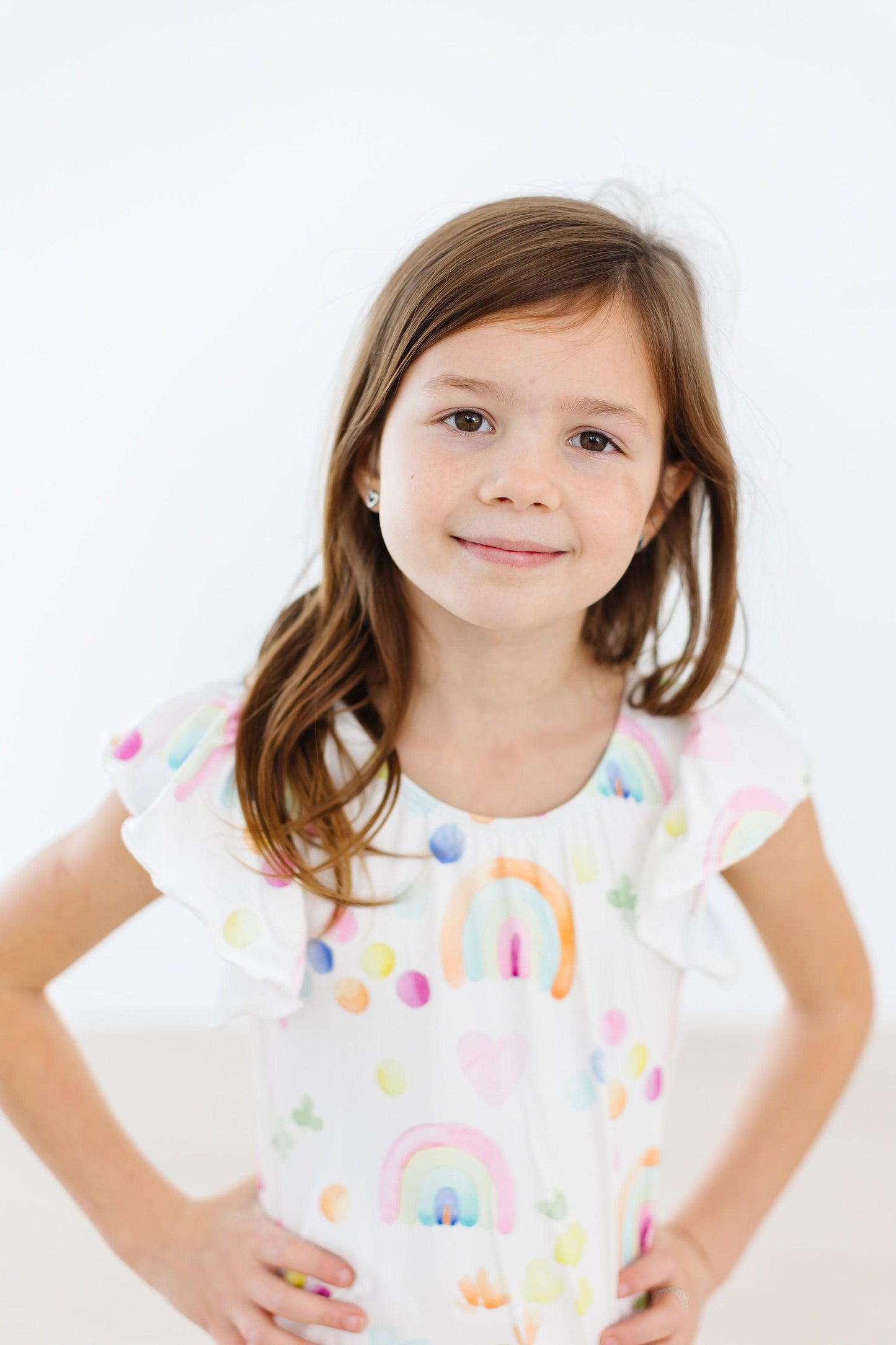 Mila & Rose ® Mila Rose Watercolor Rainbows Flutter Sleeve Leotard Girls - Apparel & Accessories > Clothing > Activewear > Dance Dresses, Skirts & Costumes Flutter Leotard S/S