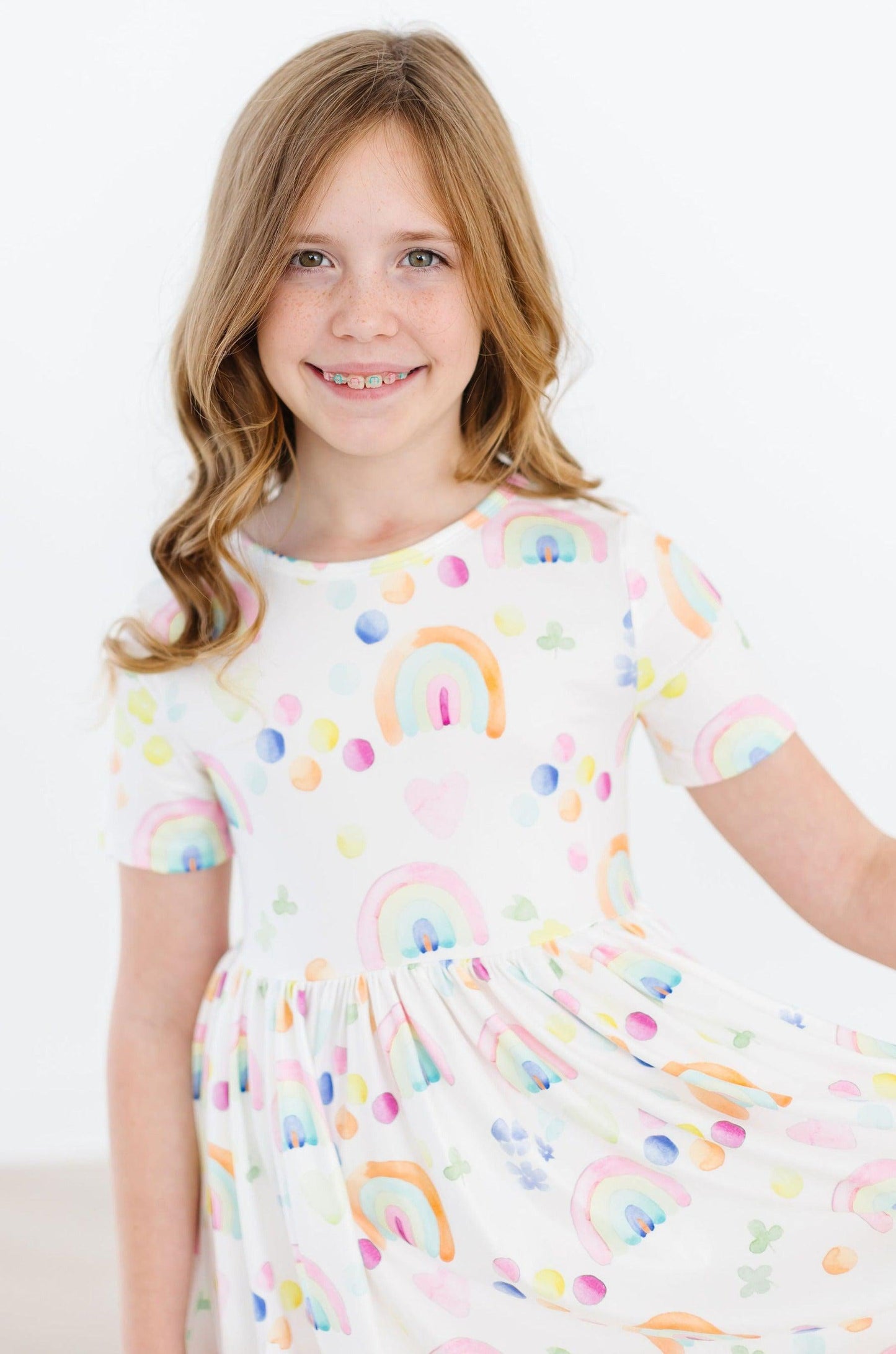Mila & Rose ® Watercolor Rainbows Short Sleeve Pocket Twirl Dress - Apparel & Accessories > Clothing > Dresses Twirl Pocket Dress S/S