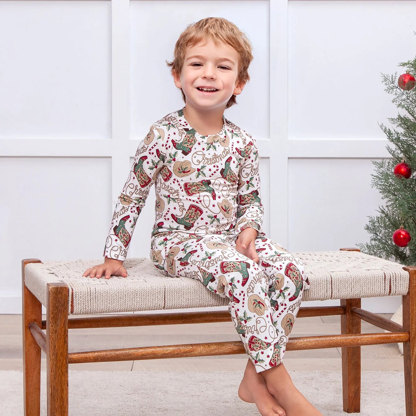 Western Christmas Pajamas For Kids Bamboo Holiday PJs Set Tesa Babe Everetts Place: Online Boutique