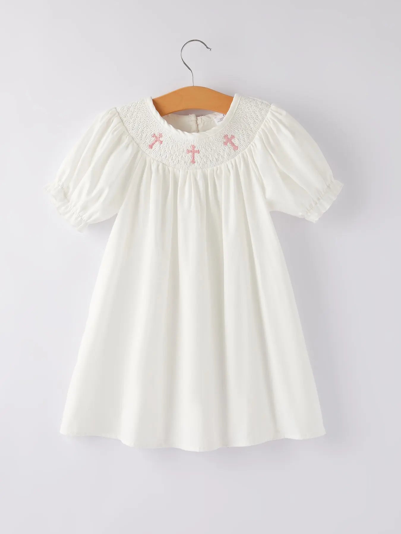 White Smocked Church Christ Bishop Christening Dress for Girls Rylee Faith Designs Everetts Place: Online Boutique