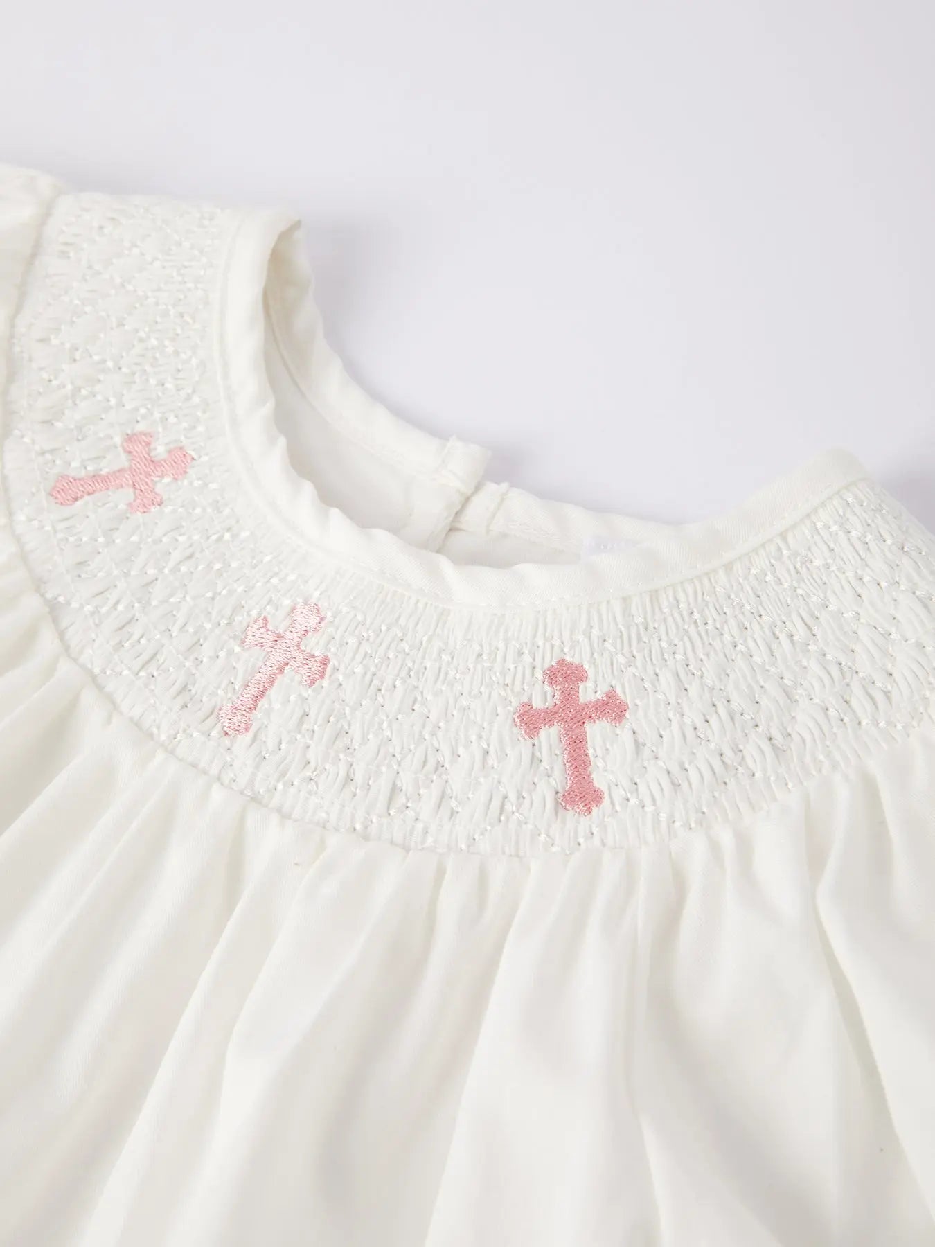 White Smocked Church Christ Bishop Christening Dress for Girls Rylee Faith Designs Everetts Place: Online Boutique