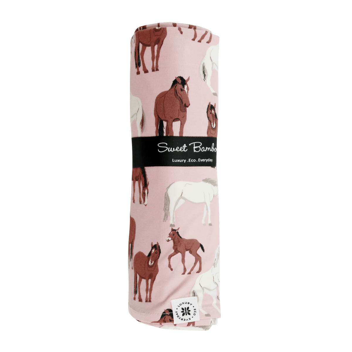 Sweet Bamboo Wild Horses Bamboo Swaddle Silk Baby Blanket Wrap UltraSoft - Everetts Place Boutique -