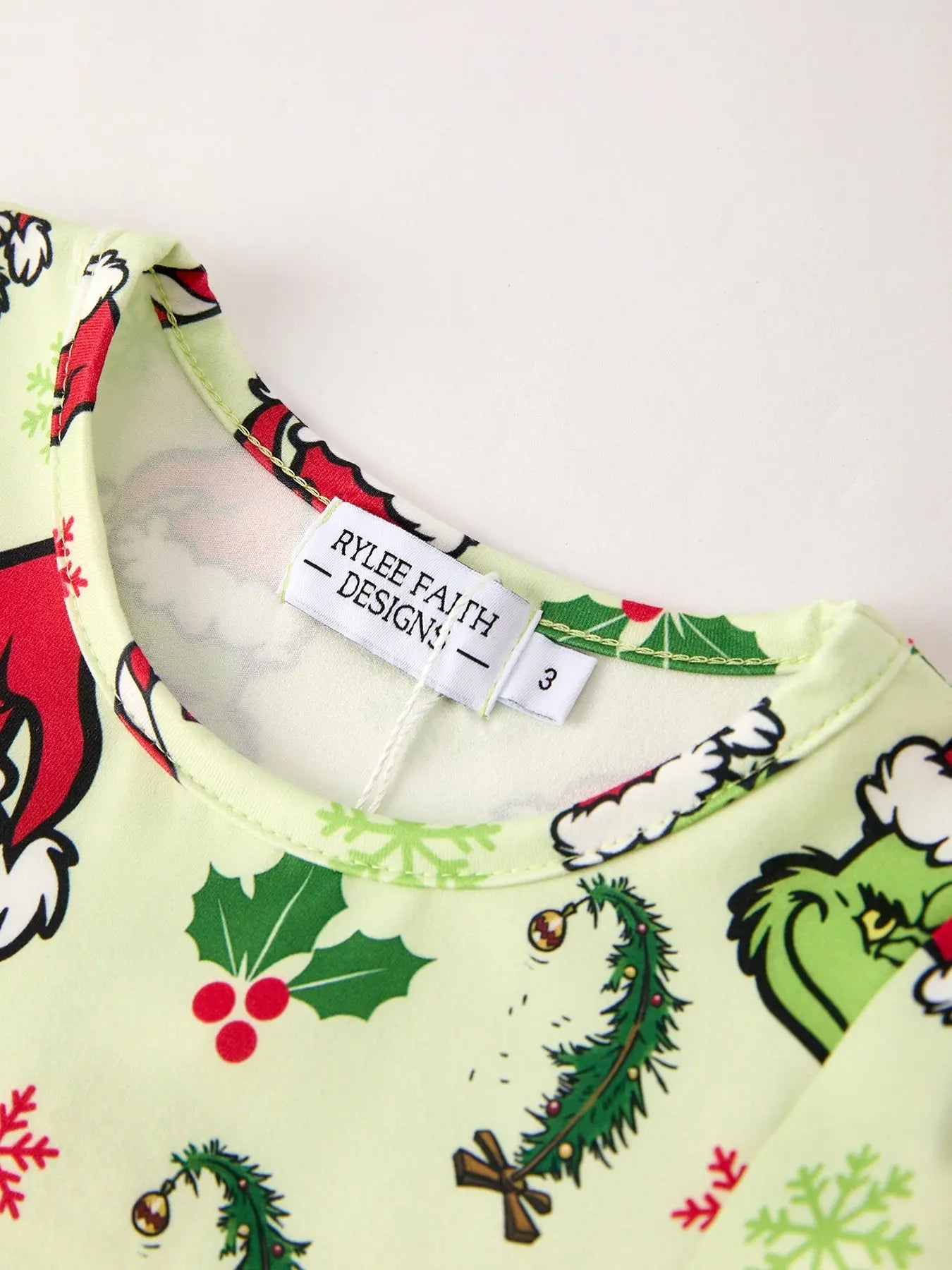 Winter Christmas Candy Cane Character Print Green Girls Dress Rylee Faith Designs Everetts Place: Online Boutique