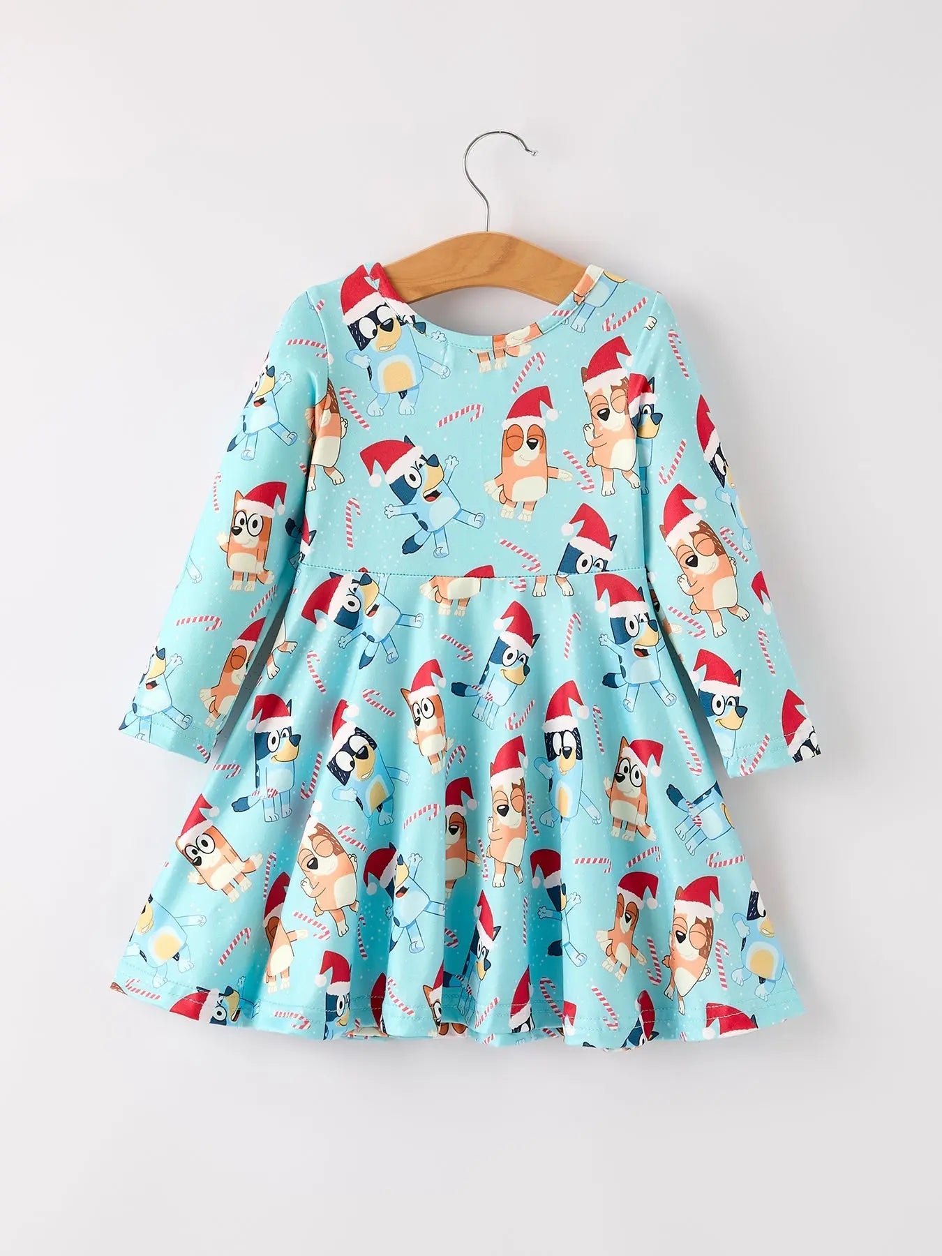 Winter Christmas Character Print Blue Girls Long Sleeve Dress Rylee Faith Designs Everetts Place: Online Boutique
