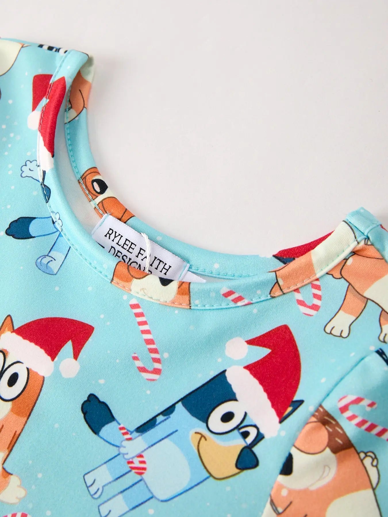 Winter Christmas Character Print Blue Girls Long Sleeve Dress Rylee Faith Designs Everetts Place: Online Boutique