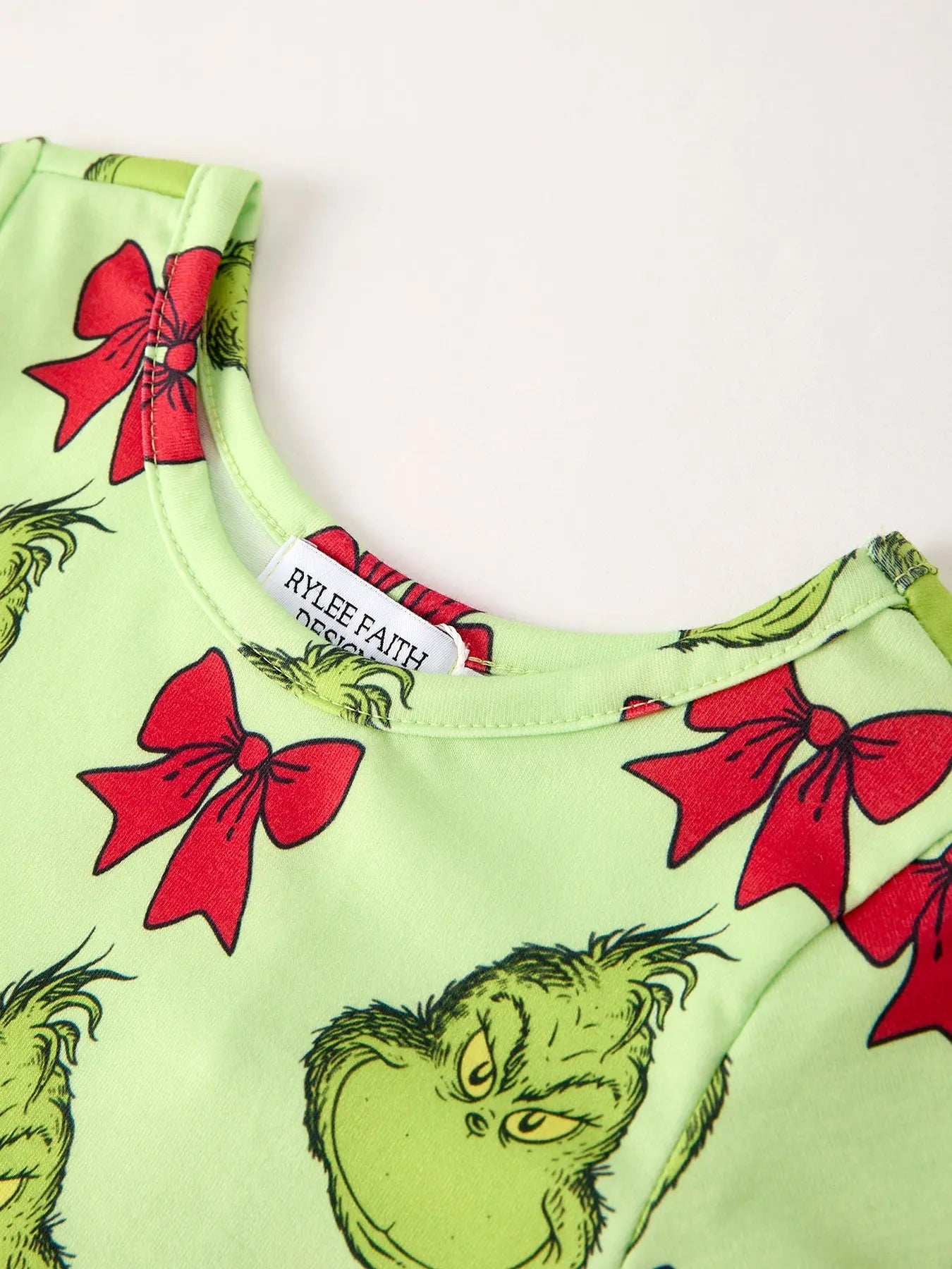 Winter Christmas Tree Bow Character Print Green Girls Dress Rylee Faith Designs Everetts Place: Online Boutique