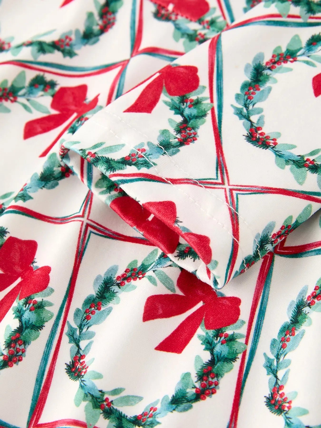 Winter Christmas Wreath and Bow Print Girls Dress Rylee Faith Designs Everetts Place: Online Boutique