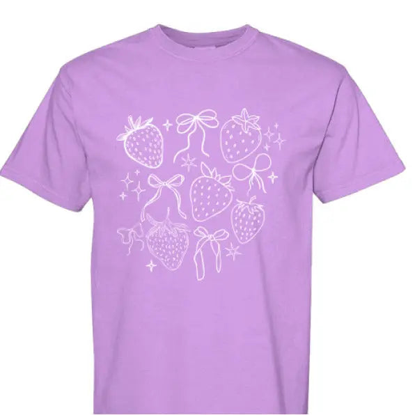 Womens Berries and Bows Comfort Colors Tee Little Joy Co. Everetts Place: Online Boutique 27.00