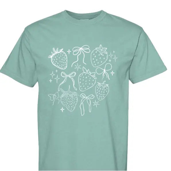 Womens Berries and Bows Comfort Colors Tee Little Joy Co. Everetts Place: Online Boutique 27.00