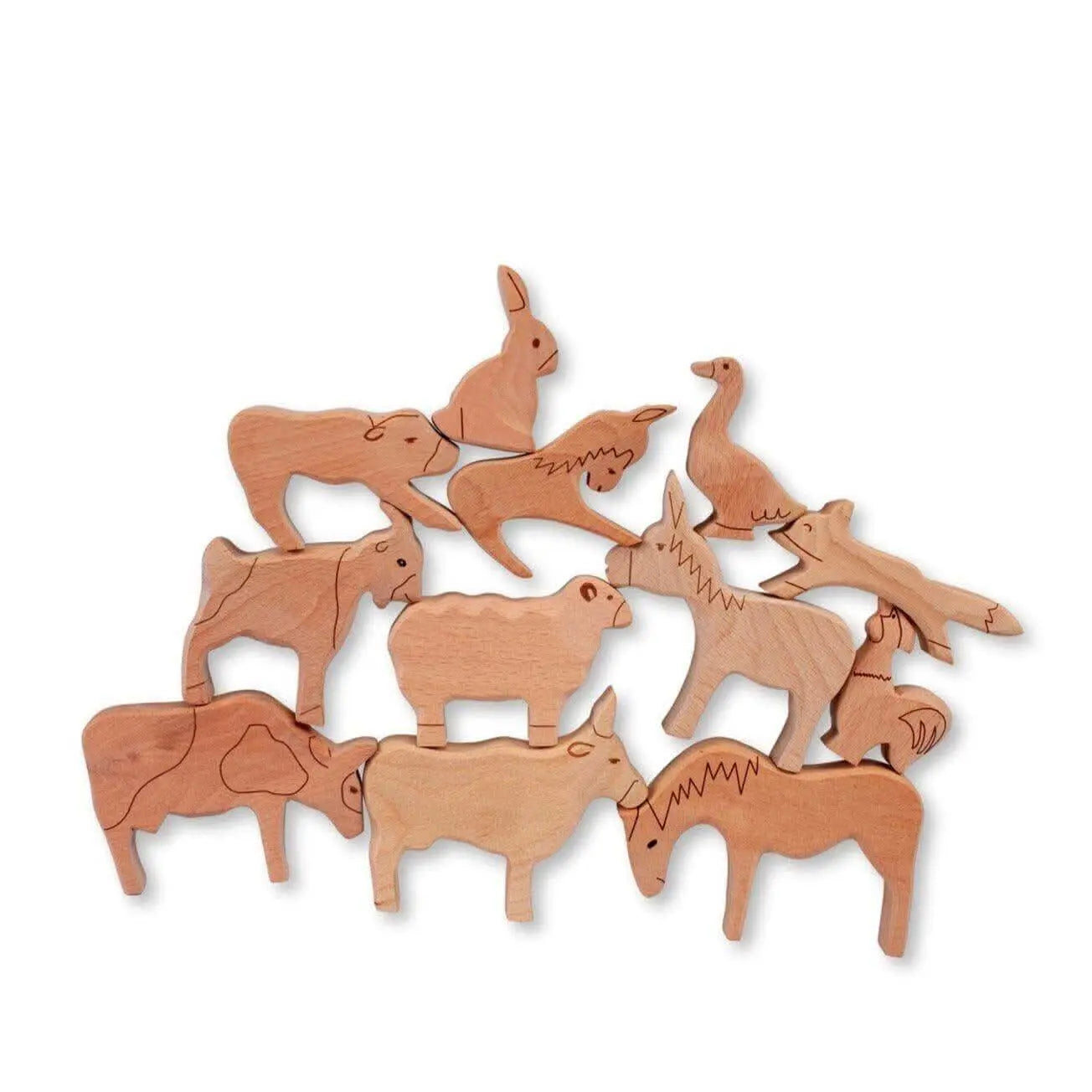 Wooden Farm Animals Play Set For Creative Kids Craft Kidodido Everetts Place: Online Boutique