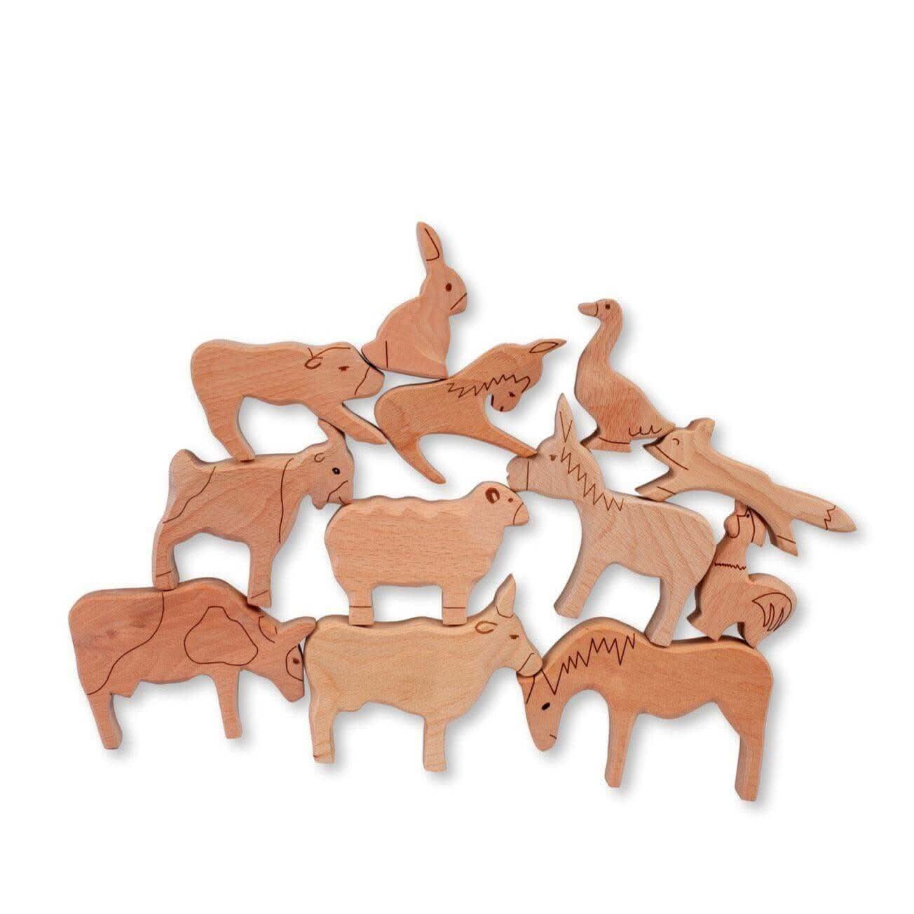 Wooden Farm Animals Play Set For Creative Kids Craft Kidodido Everetts Place: Online Boutique