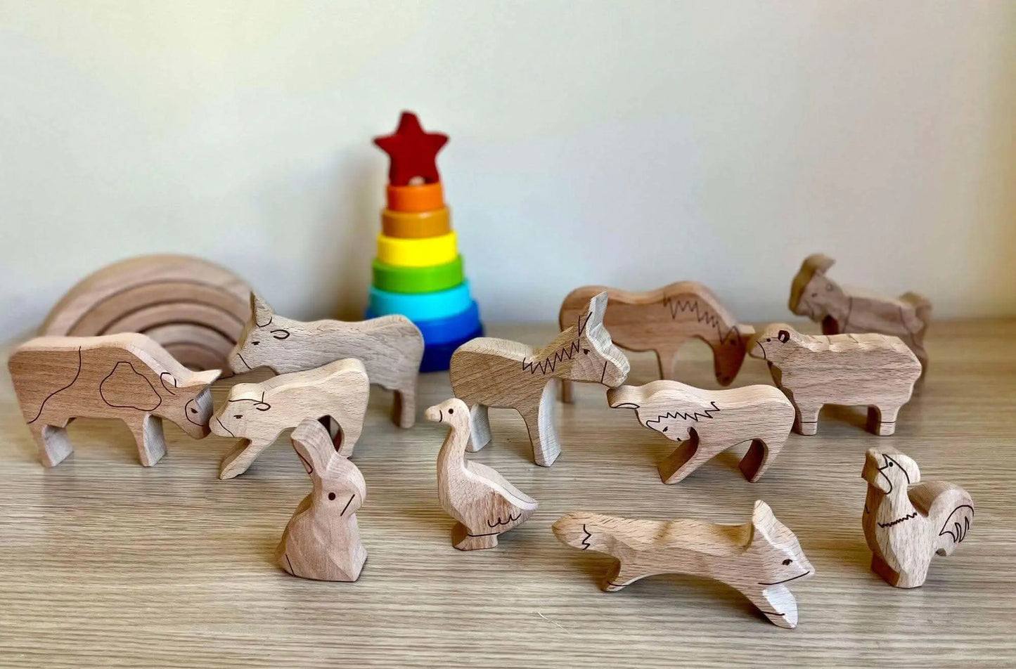 Wooden Farm Animals Play Set For Creative Kids Craft Kidodido Everetts Place: Online Boutique