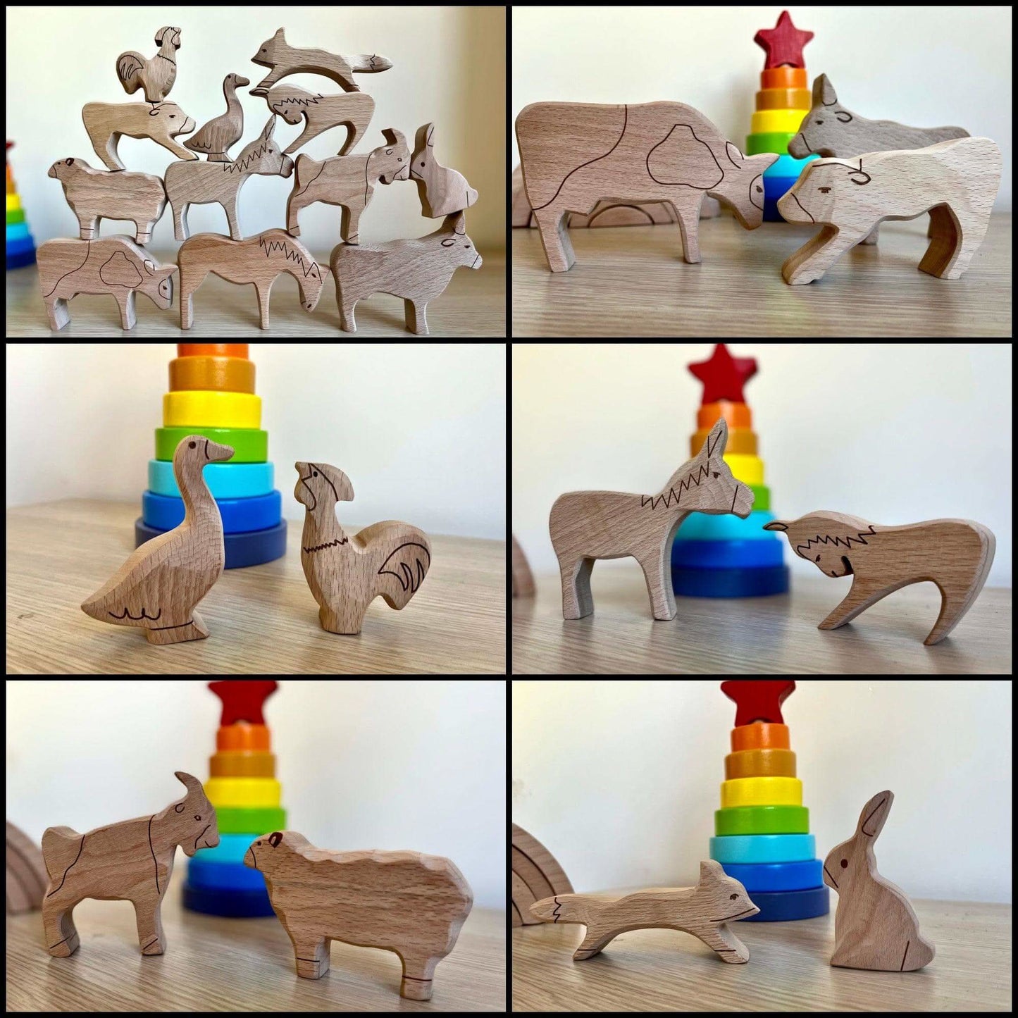 Wooden Farm Animals Play Set For Creative Kids Craft Kidodido Everetts Place: Online Boutique