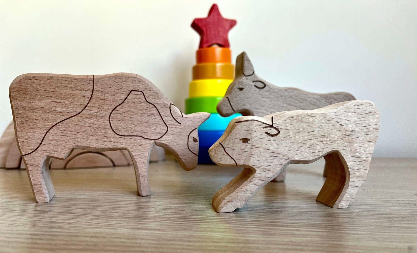 Wooden Farm Animals Play Set For Creative Kids Craft Kidodido Everetts Place: Online Boutique