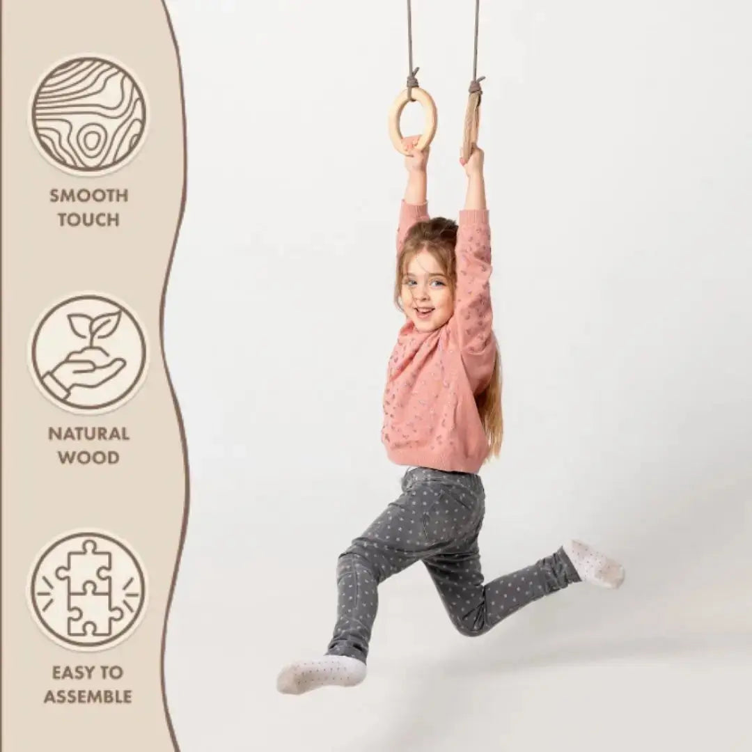 Wooden Gymnastic Rings for Kids - Strength Training and Active Play Goodevas Everetts Place: Online Boutique