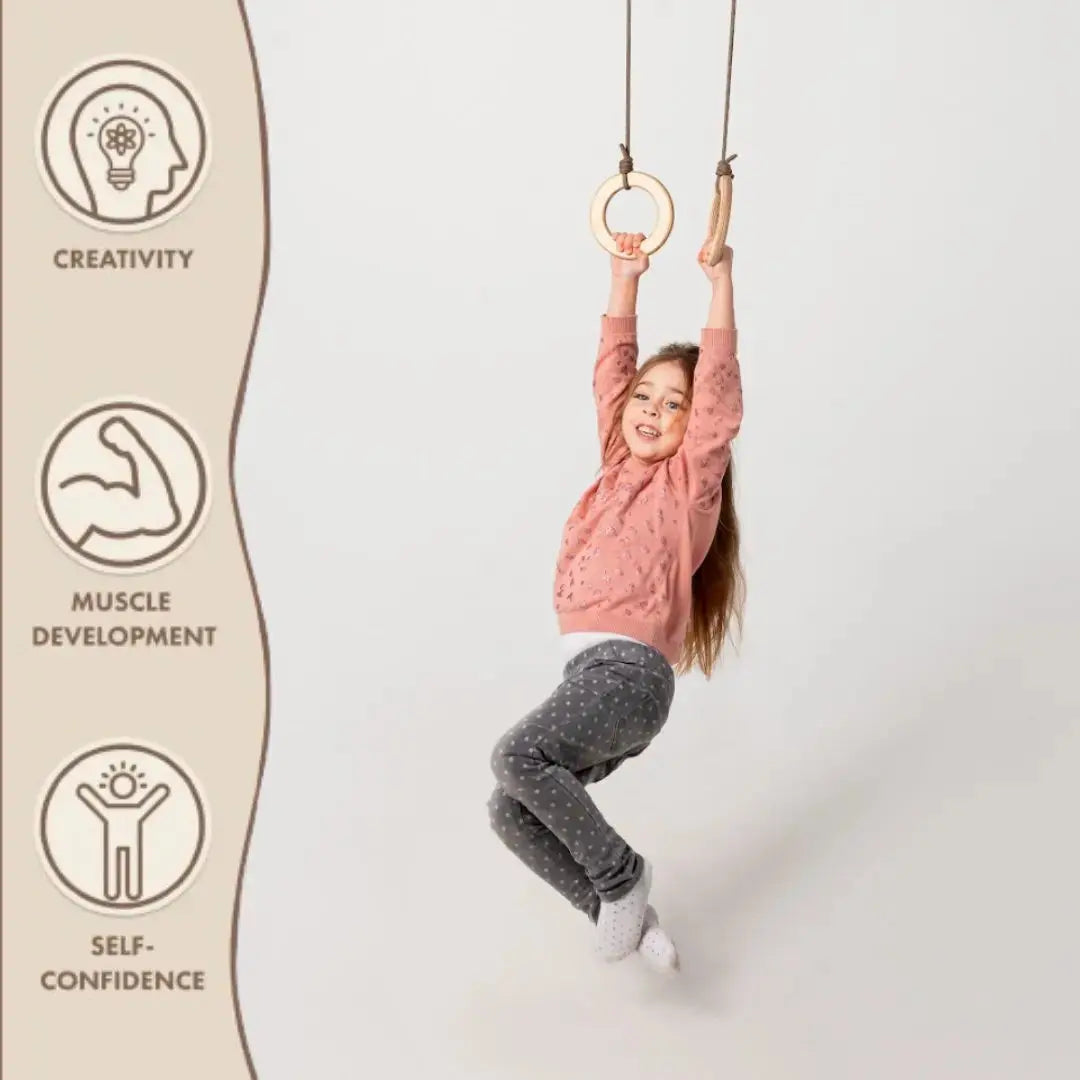 Wooden Gymnastic Rings for Kids - Strength Training and Active Play Goodevas Everetts Place: Online Boutique