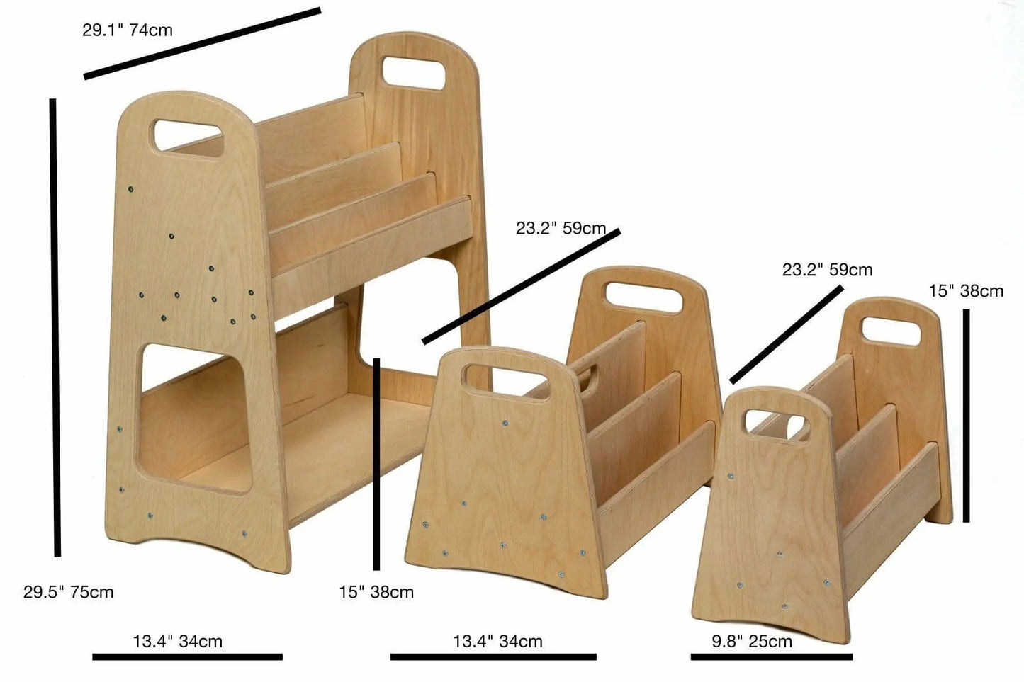 Kidodido Wooden Kids Bookshelf Small Medium Large Size Kid Friendly - Furniture > Shelving > Bookcases & Standing Shelves Montessori Bookshelves