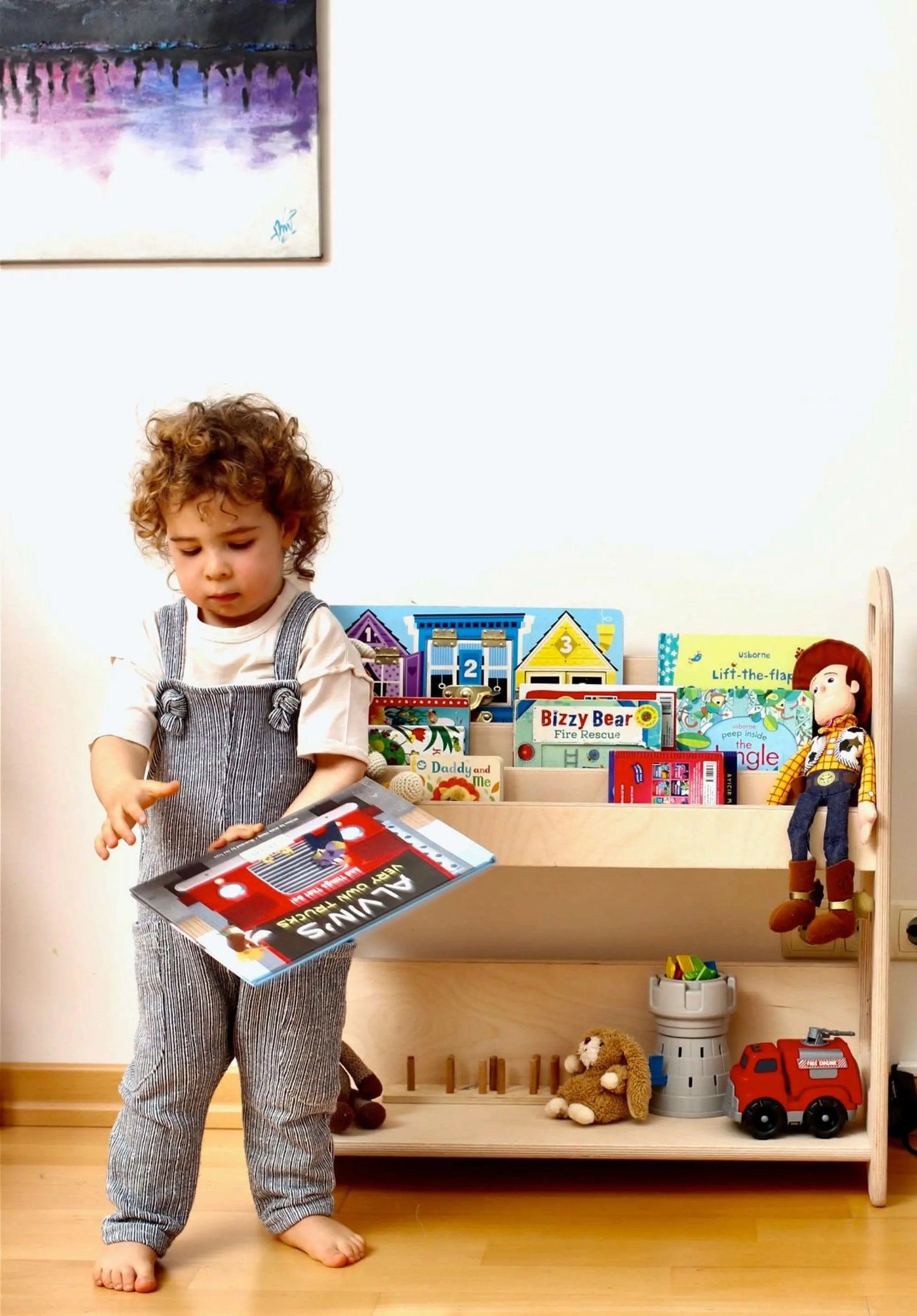 Kidodido Wooden Kids Bookshelf Small Medium Large Size Kid Friendly - Furniture > Shelving > Bookcases & Standing Shelves Montessori Bookshelves