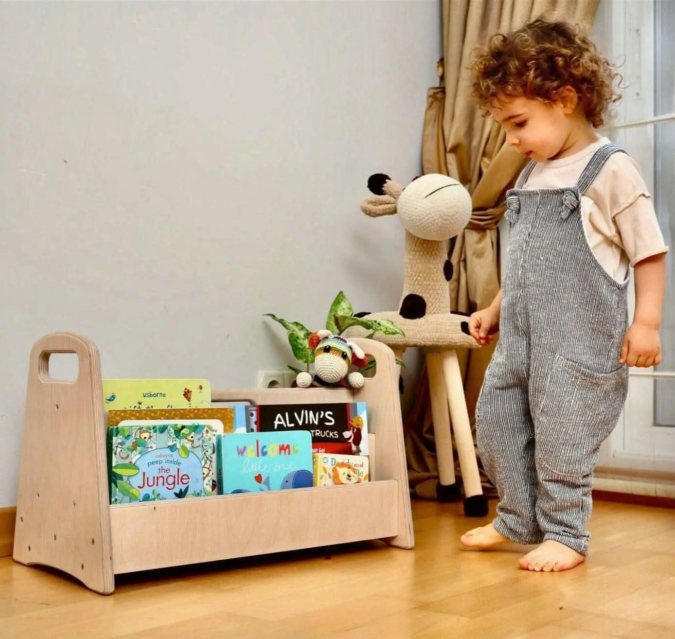 Kidodido Wooden Kids Bookshelf Small Medium Large Size Kid Friendly - Furniture > Shelving > Bookcases & Standing Shelves Montessori Bookshelves