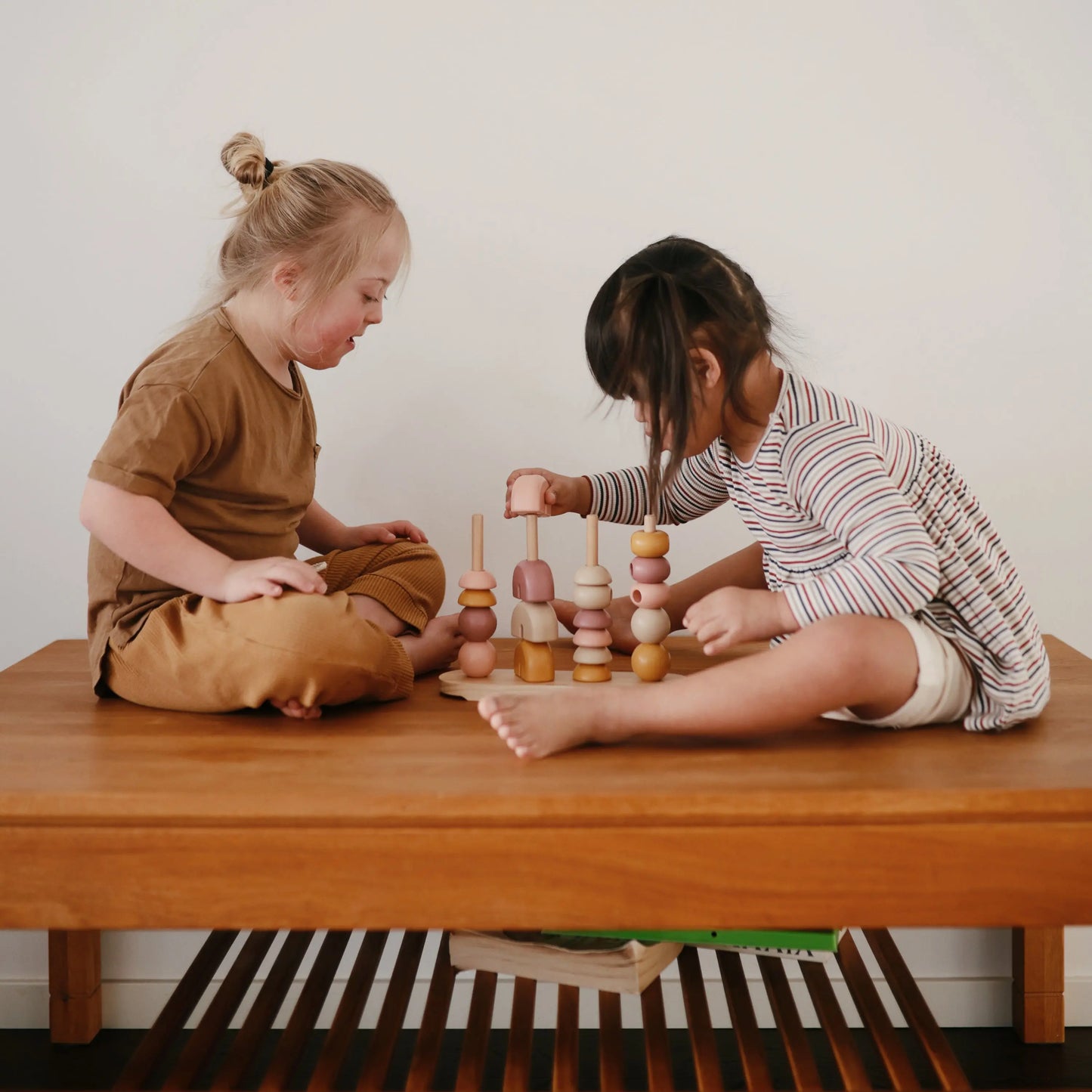 Wooden Multi Shape Stacker Educational Toy for Kids with 20 Shapes and Non Toxic Paint Mushie Everetts Place: Online Boutique