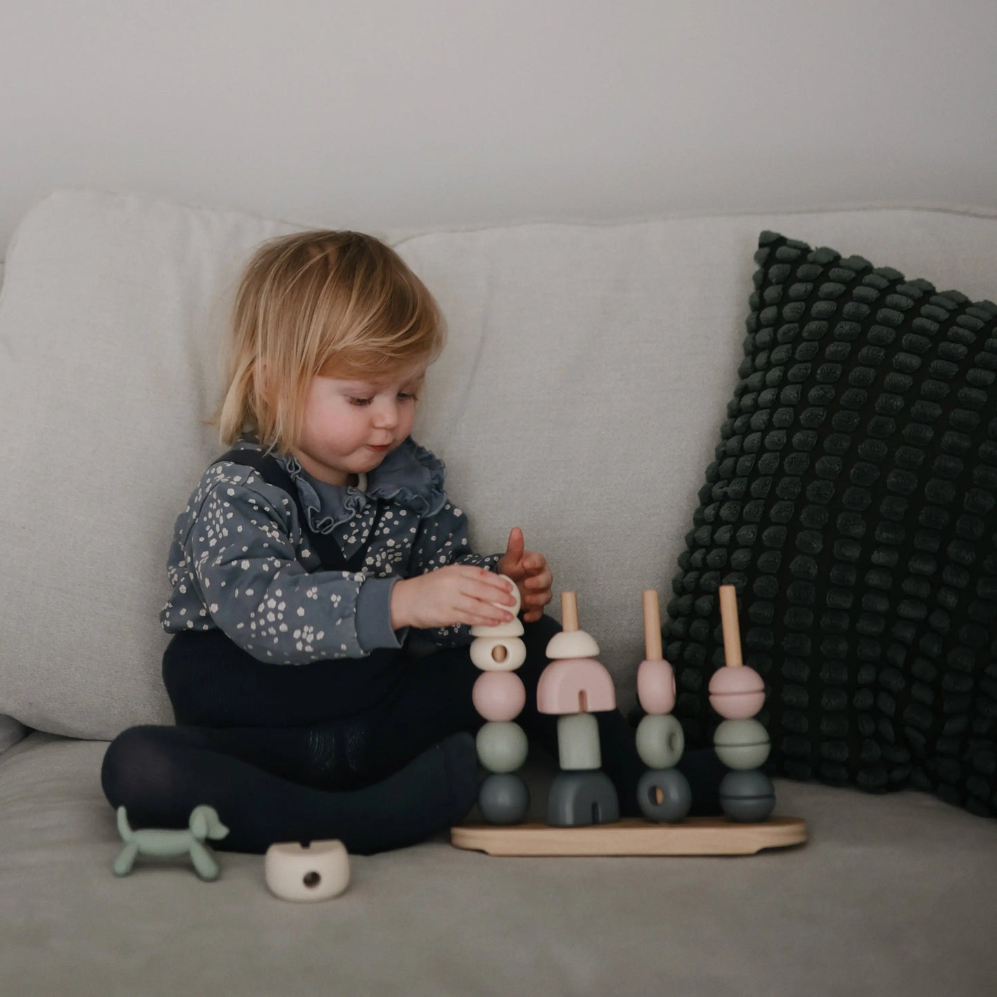 Wooden Multi Shape Stacker Educational Toy for Kids with 20 Shapes and Non Toxic Paint Mushie Everetts Place: Online Boutique