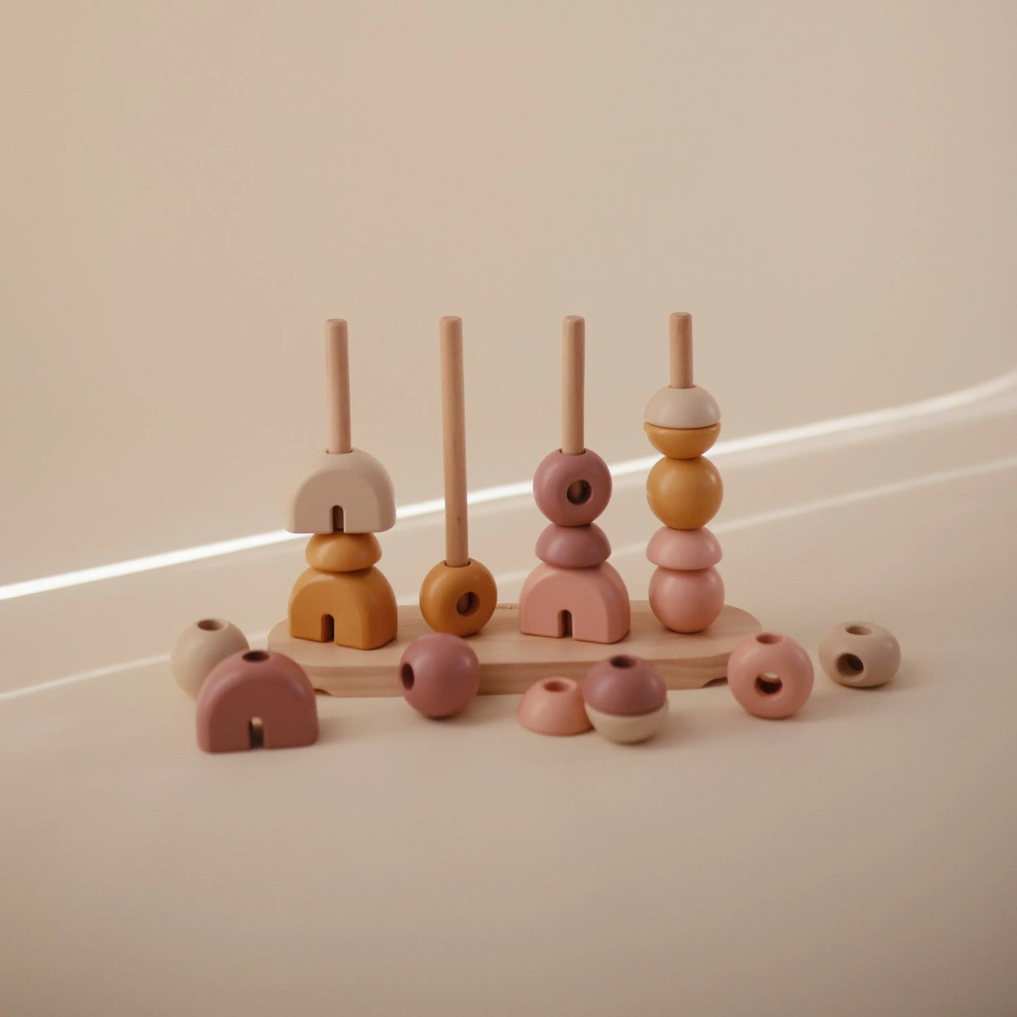 Wooden Multi Shape Stacker Educational Toy for Kids with 20 Shapes and Non Toxic Paint Mushie Everetts Place: Online Boutique